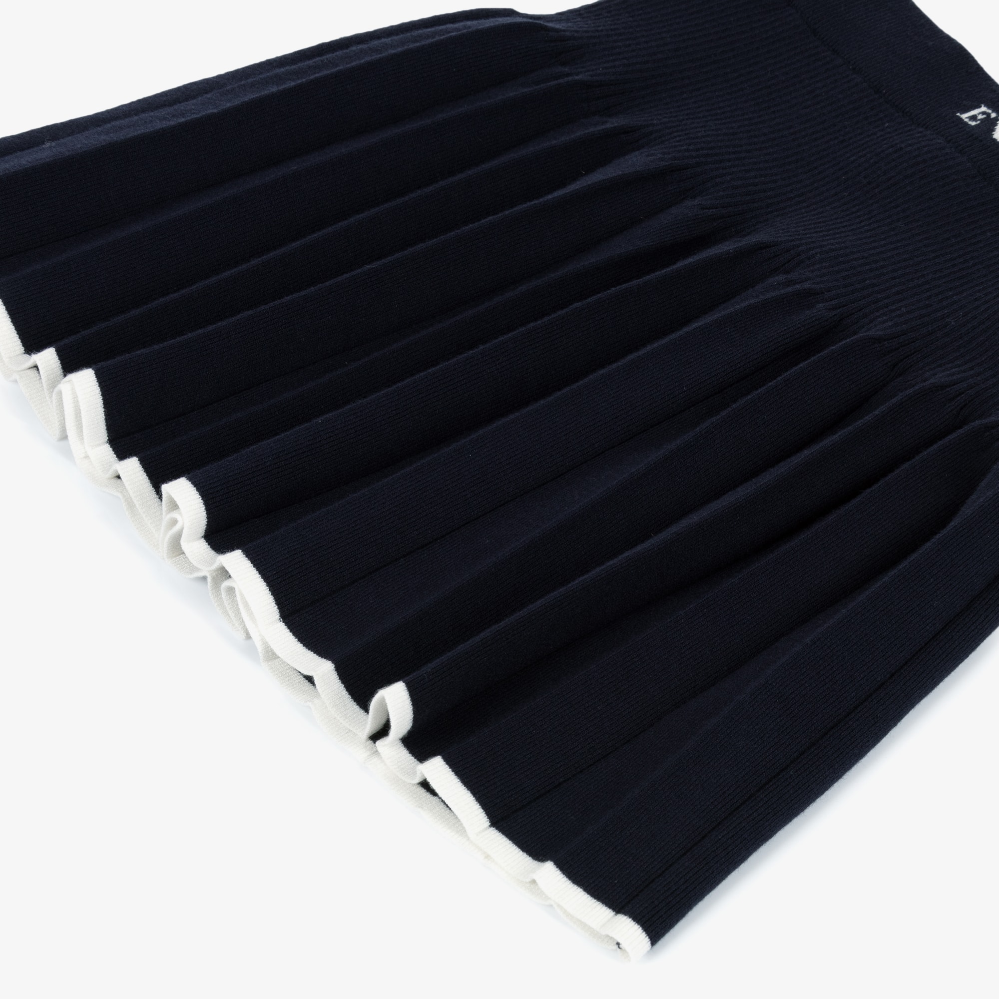 Girls Navy Blue Ribbed Knit Pleated Skirt Set - View 6