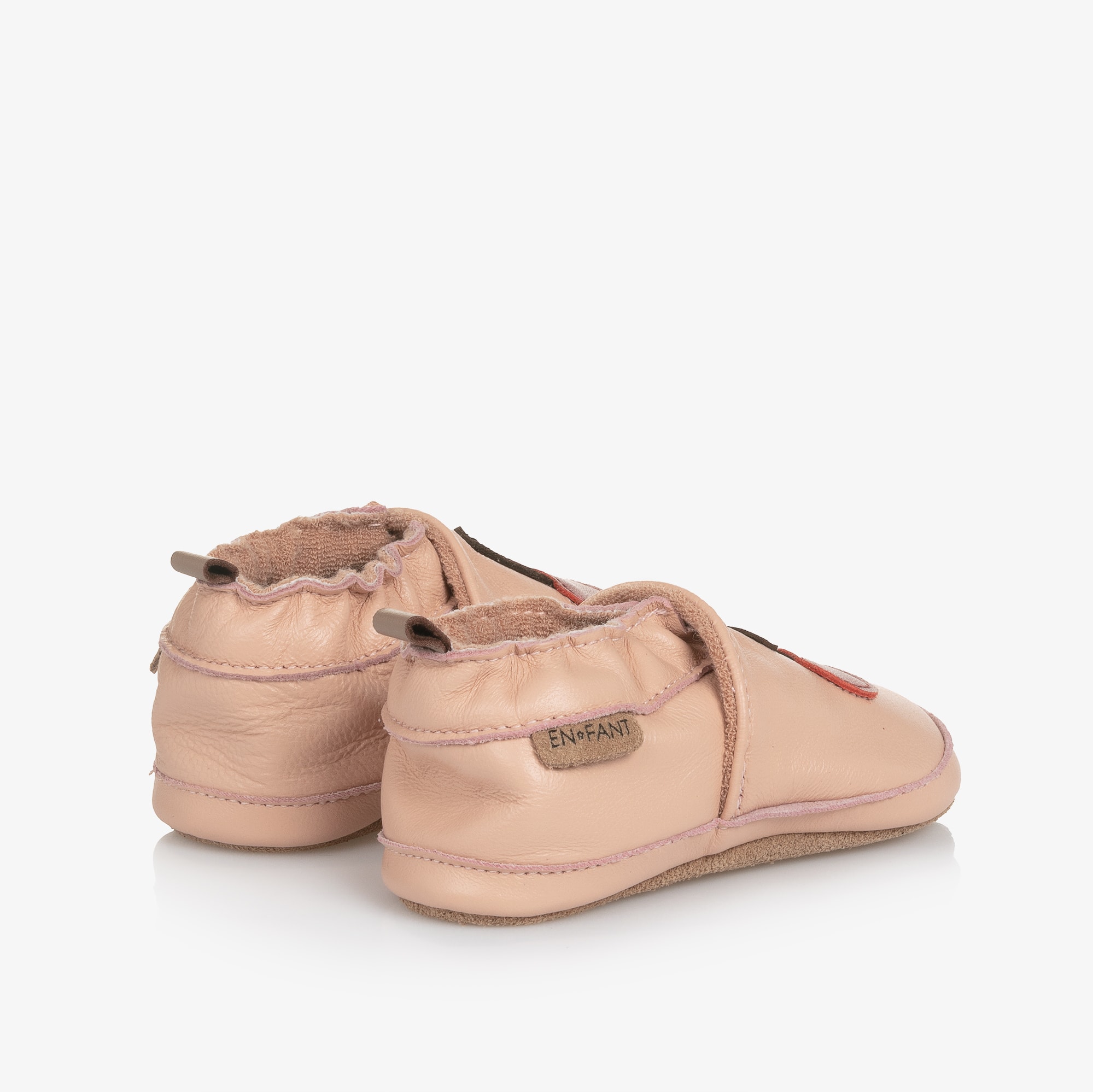 Girls Pink Cherry Leather Slippers - View 2