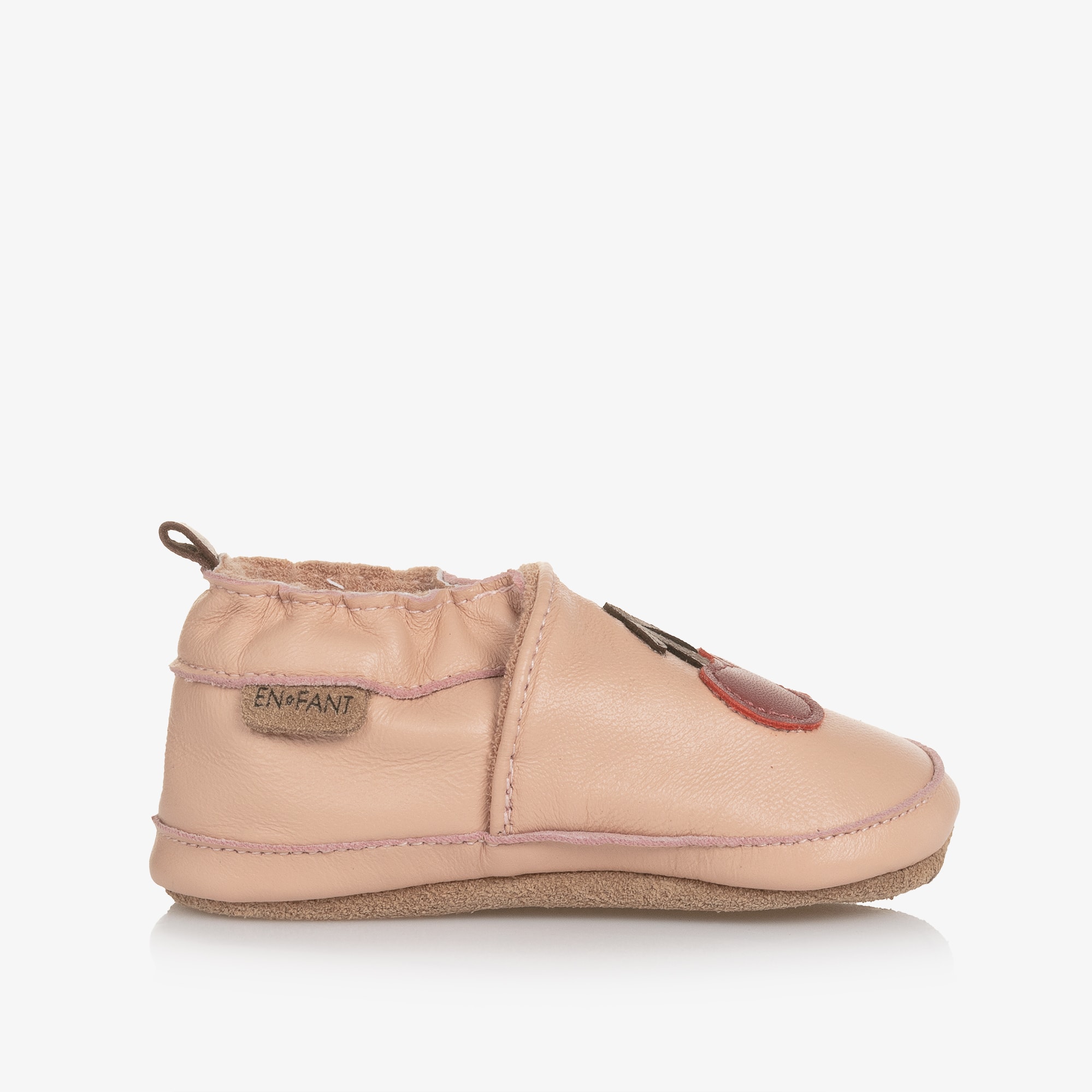 Girls Pink Cherry Leather Slippers - View 4