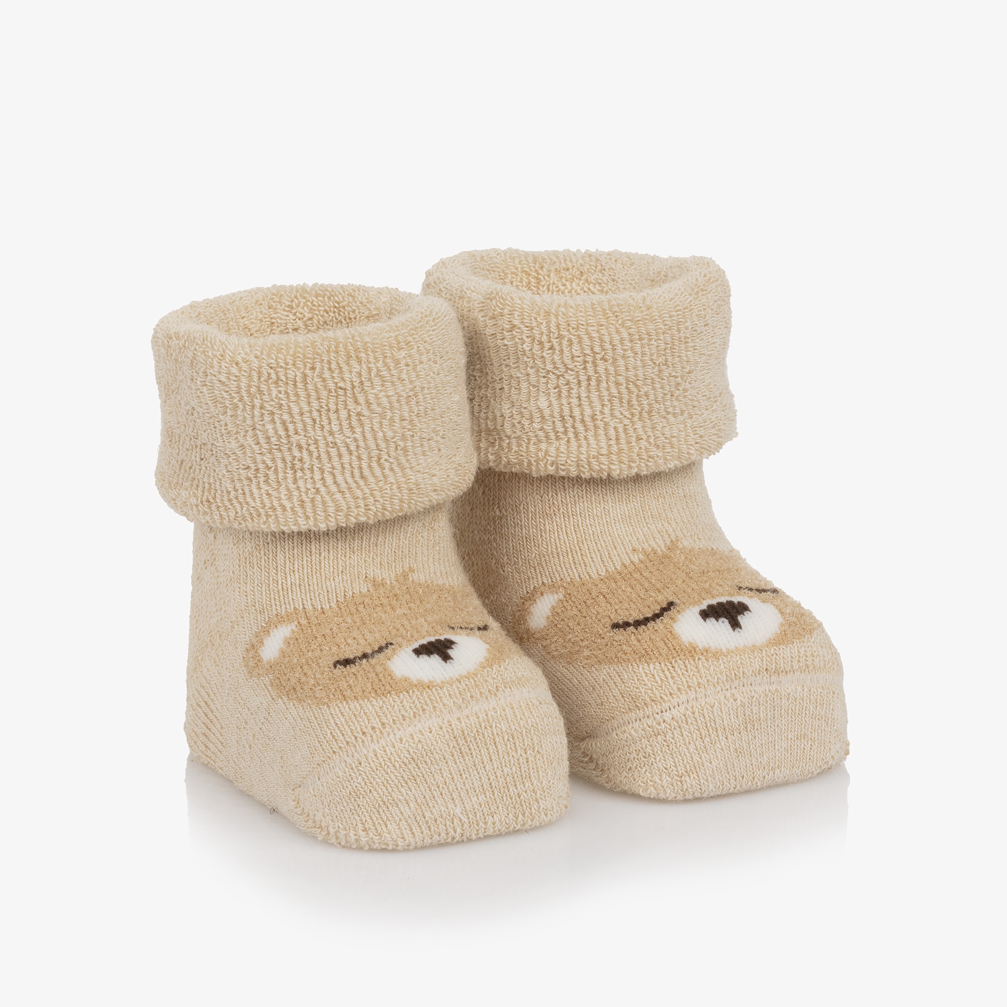 Beige Bear Cotton Baby Socks - View 1