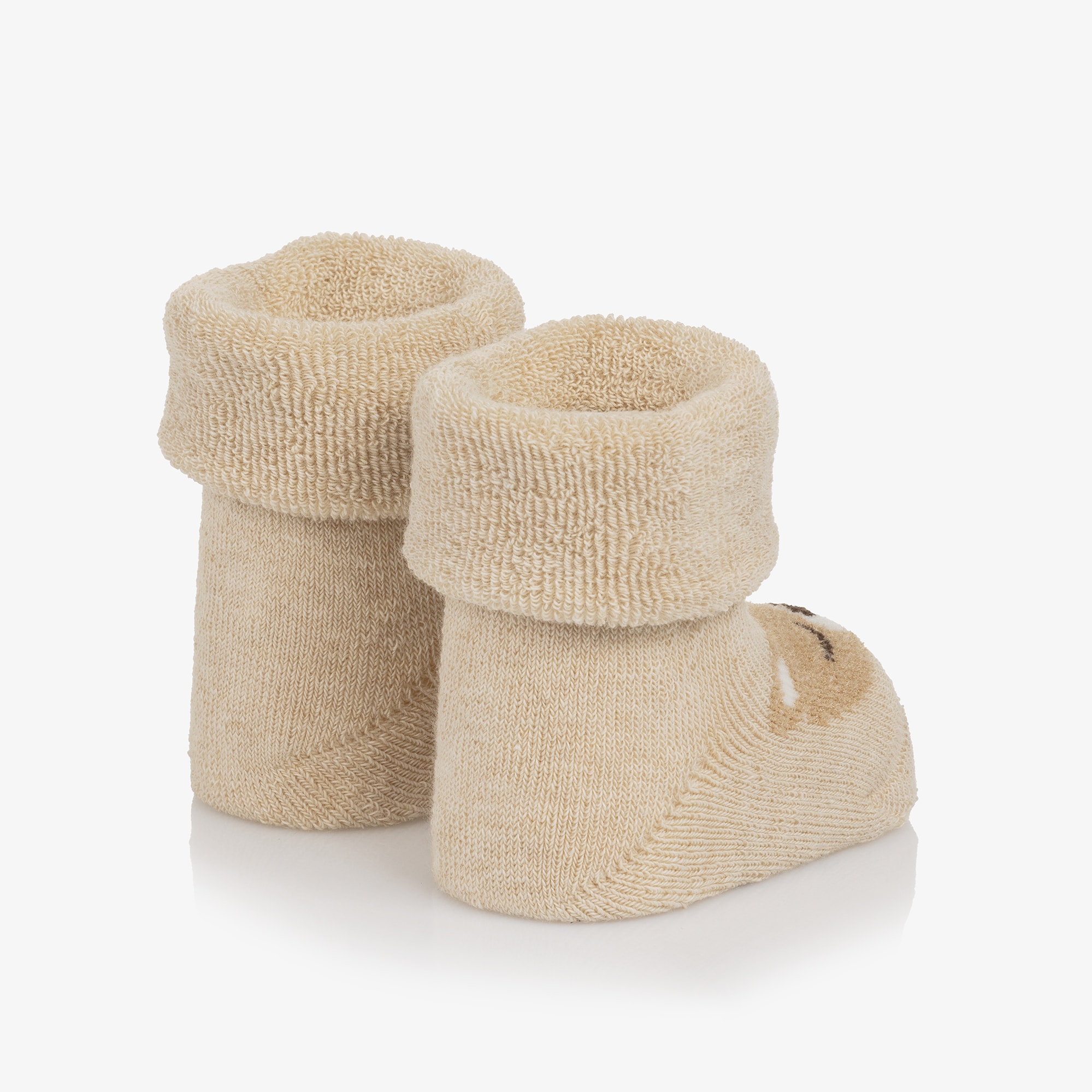 Beige Bear Cotton Baby Socks - View 2