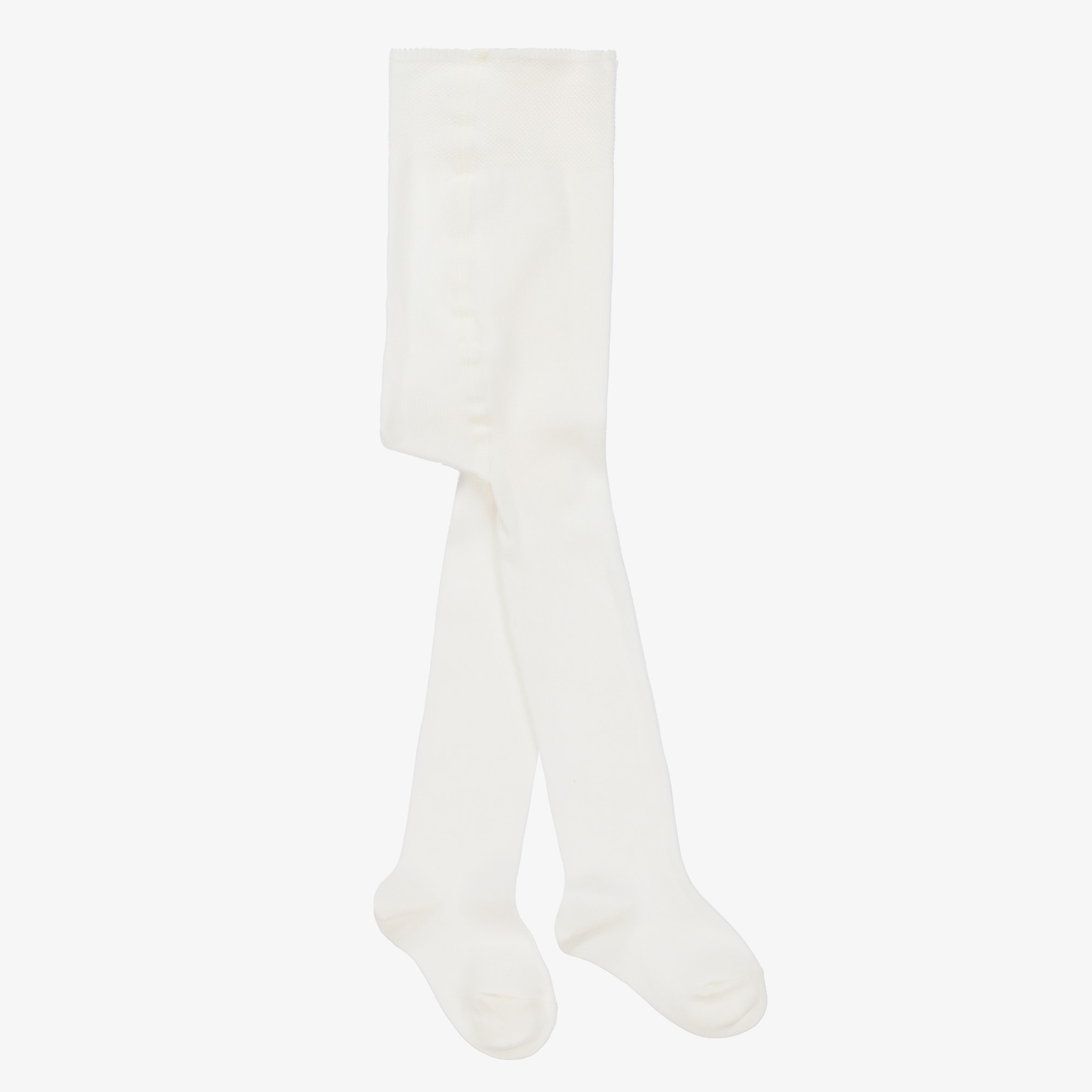 Ivory Cotton Knit Baby Tights - View 1