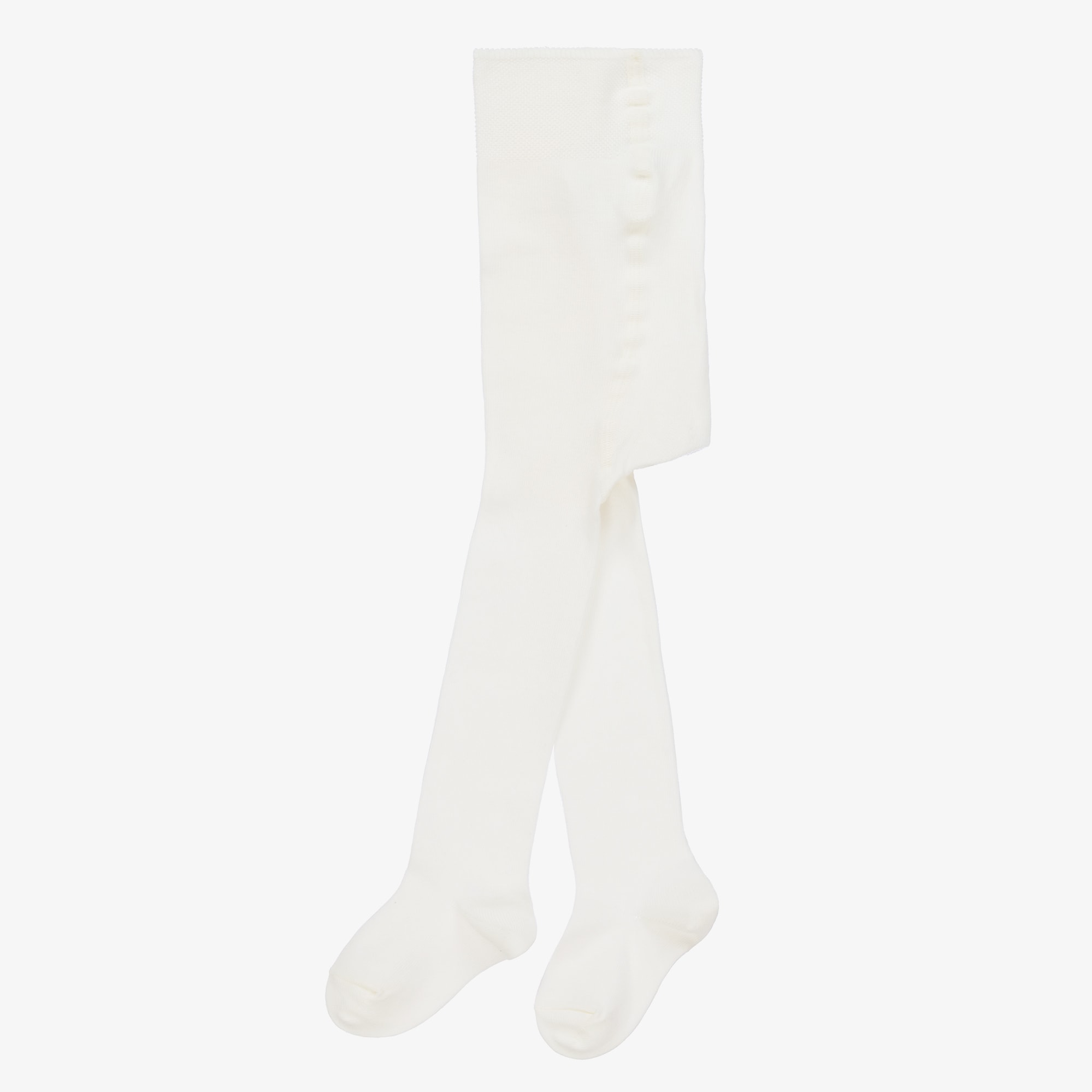 Ivory Cotton Knit Baby Tights - View 2