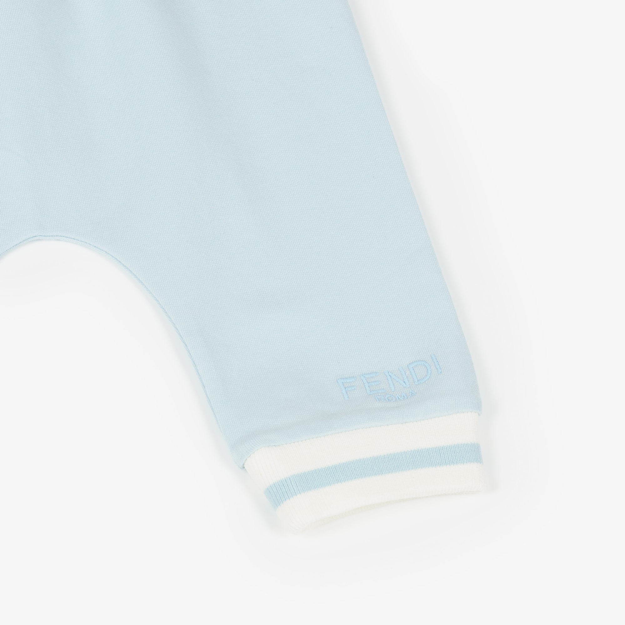 Baby Boys Pale Blue Cotton Joggers with Striped Cuffs - View 4