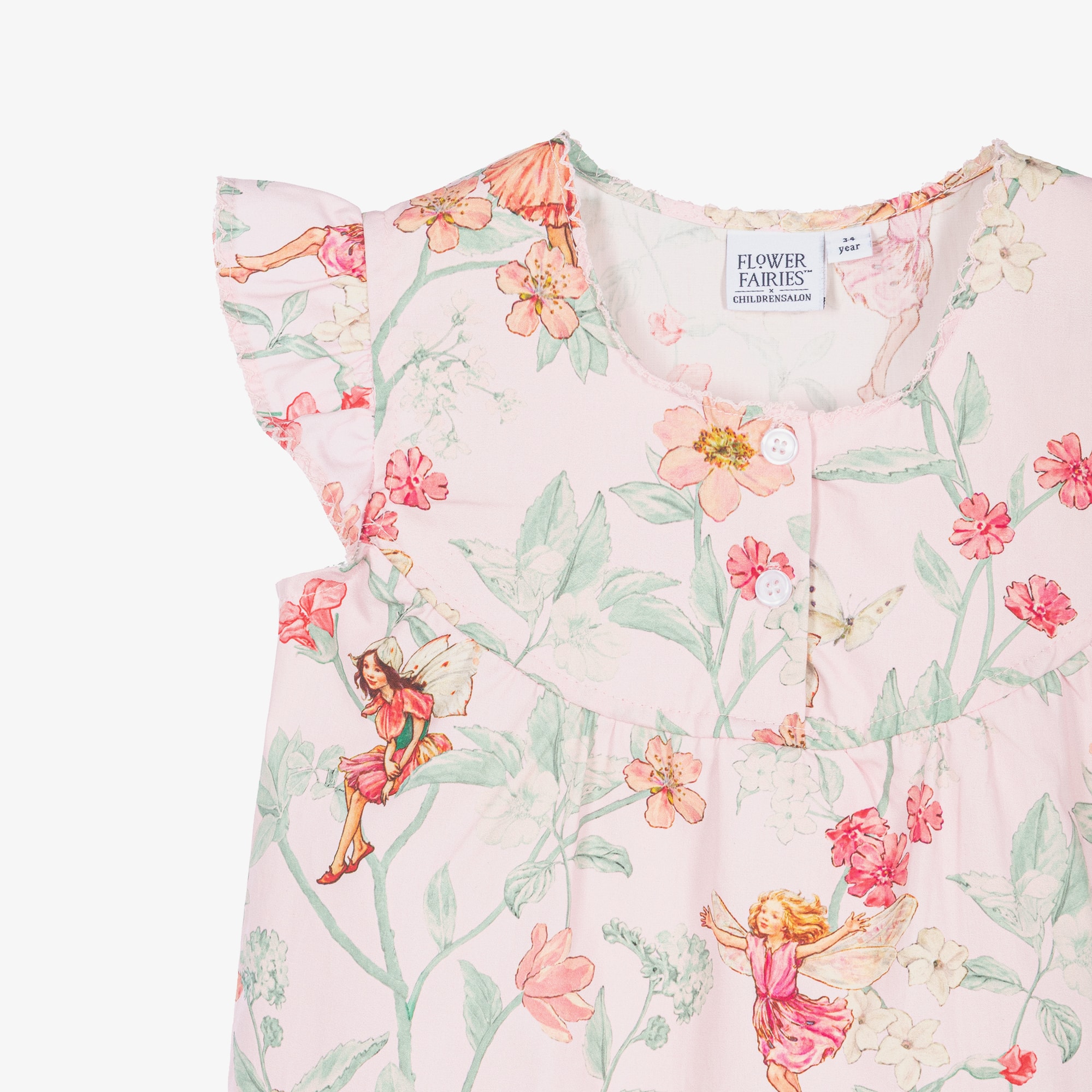 Girls Pink Cotton Floral Print Short Pyjamas - View 4