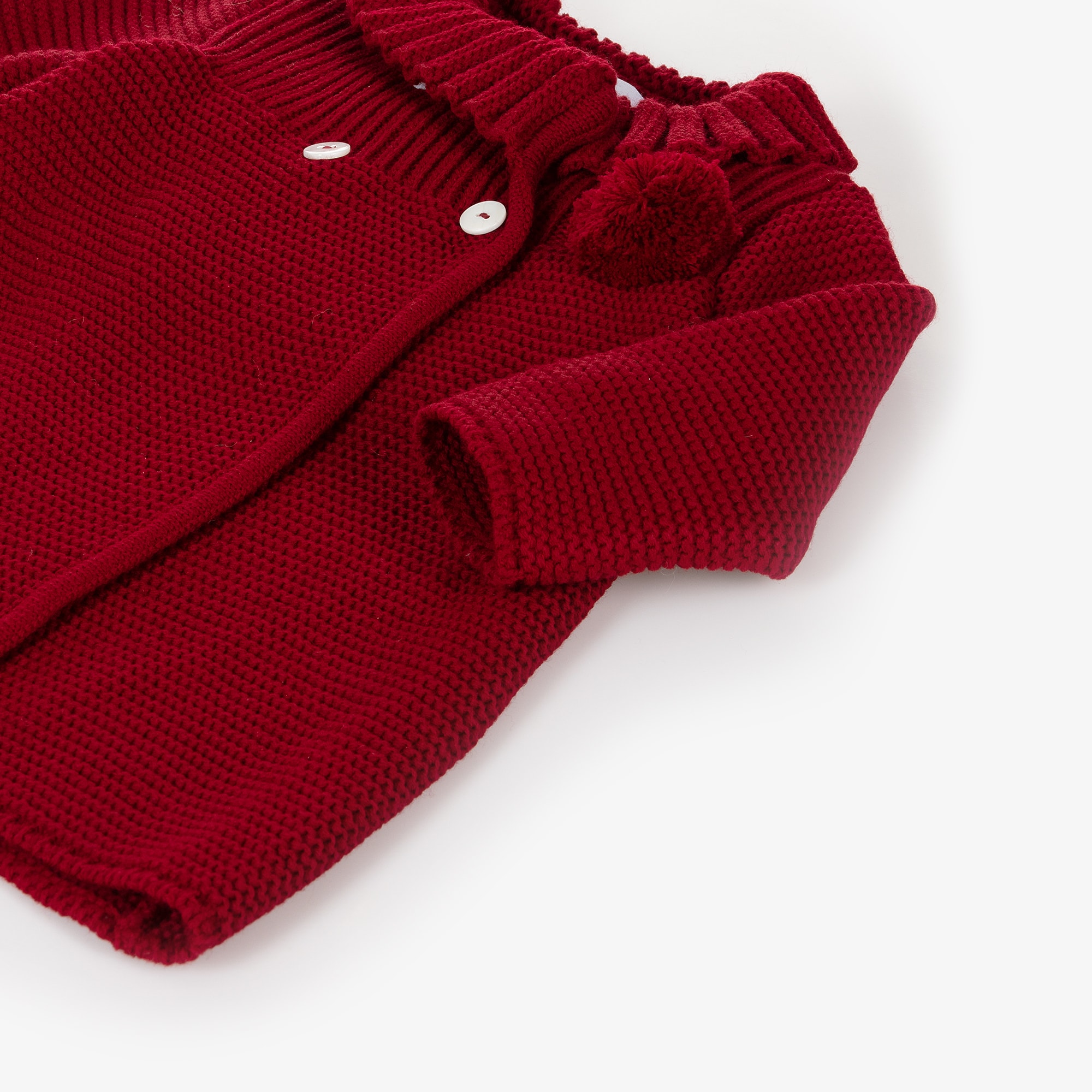 Girls Red Knitted Pram Coat & Bonnet Set - View 4