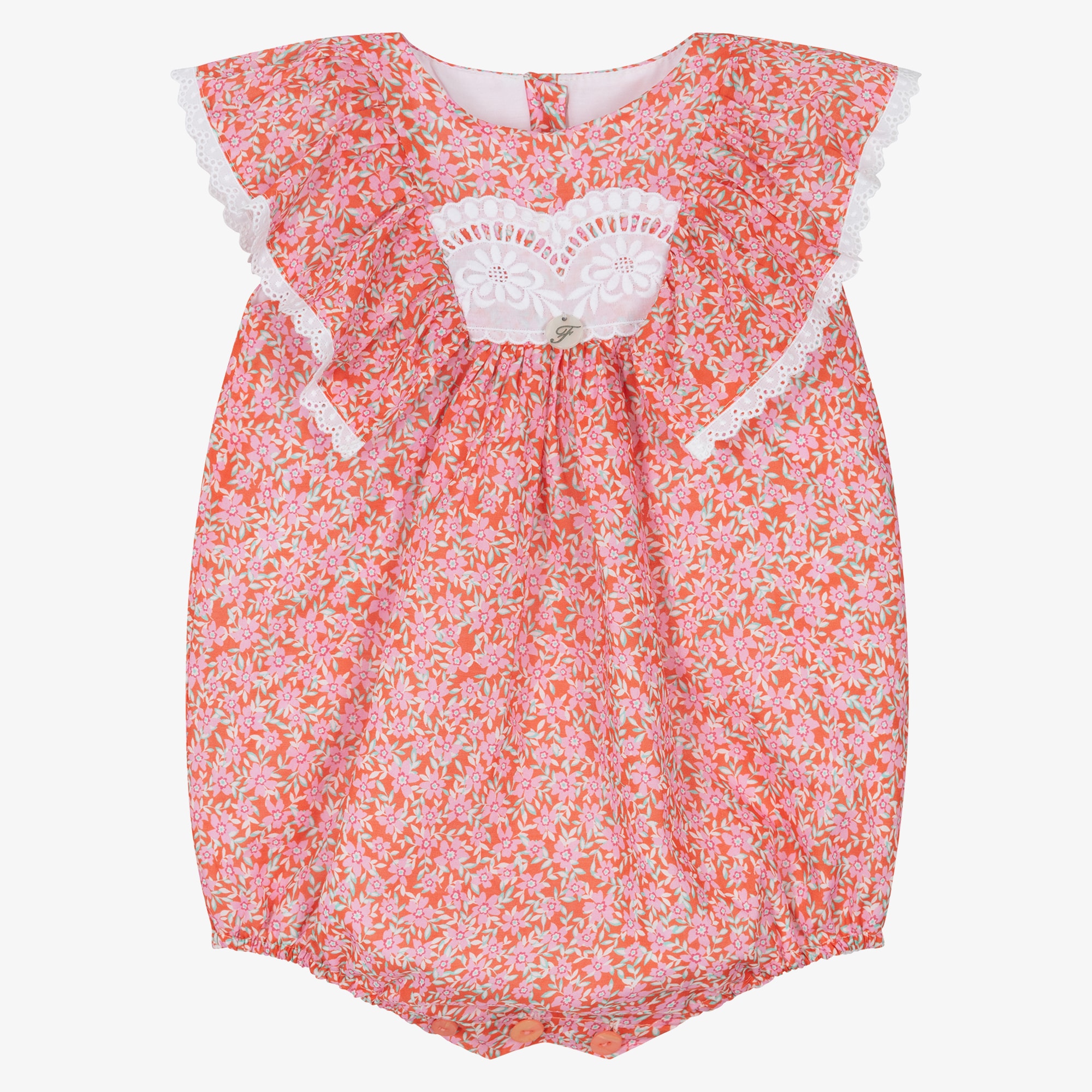 Girls Red & Pink Floral Cotton Shortie - View 1