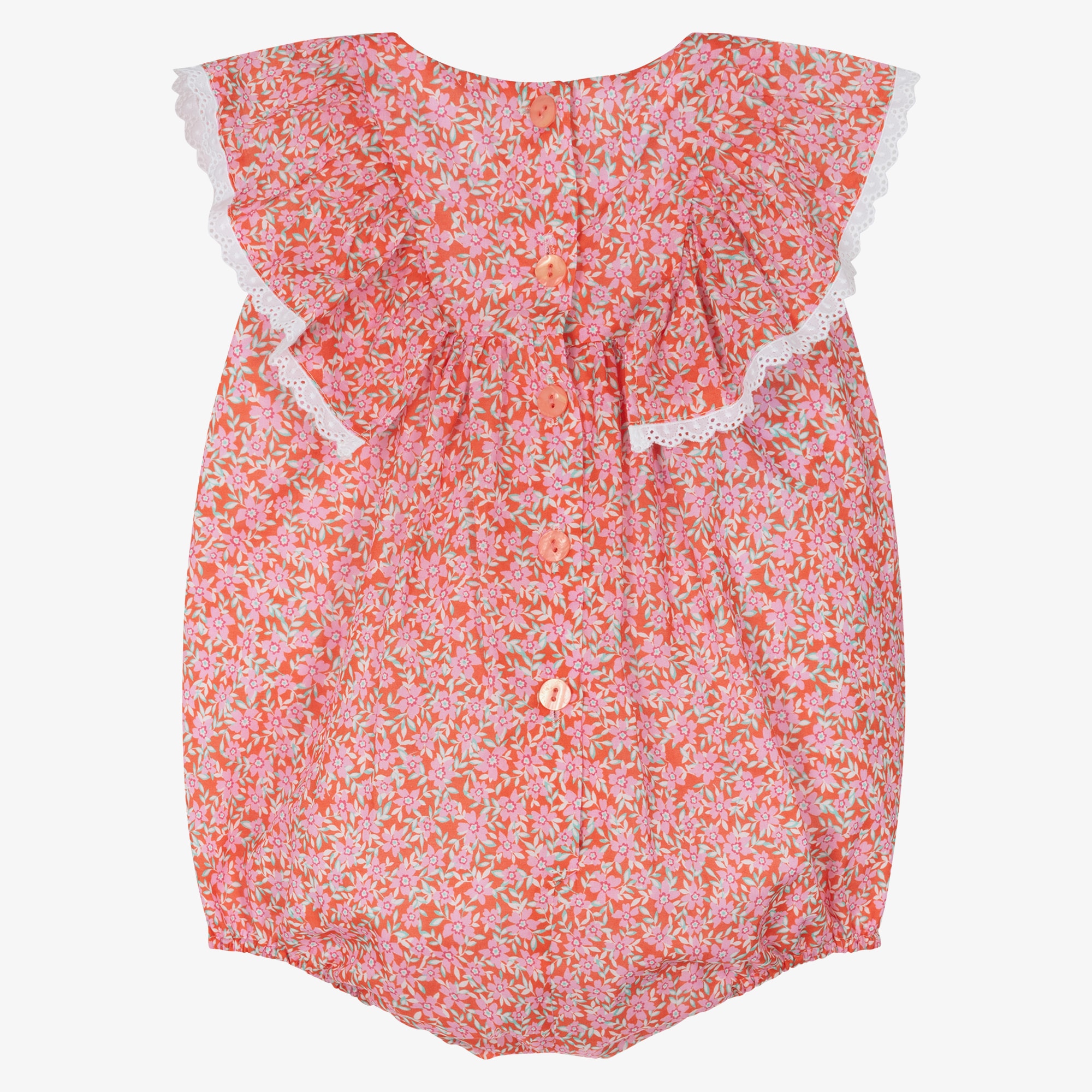 Girls Red & Pink Floral Cotton Shortie - View 2
