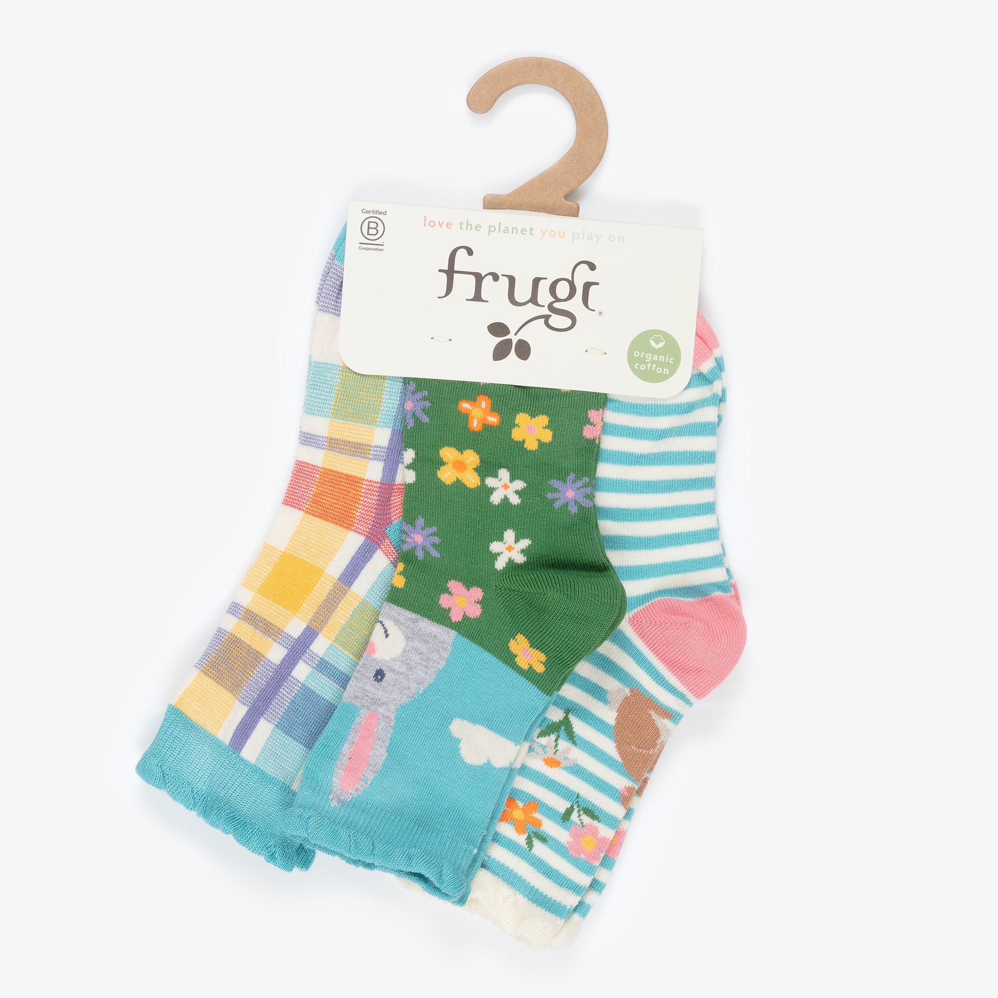 Girls Blue & Green Cotton Ankle Socks (3 Pack) - View 4