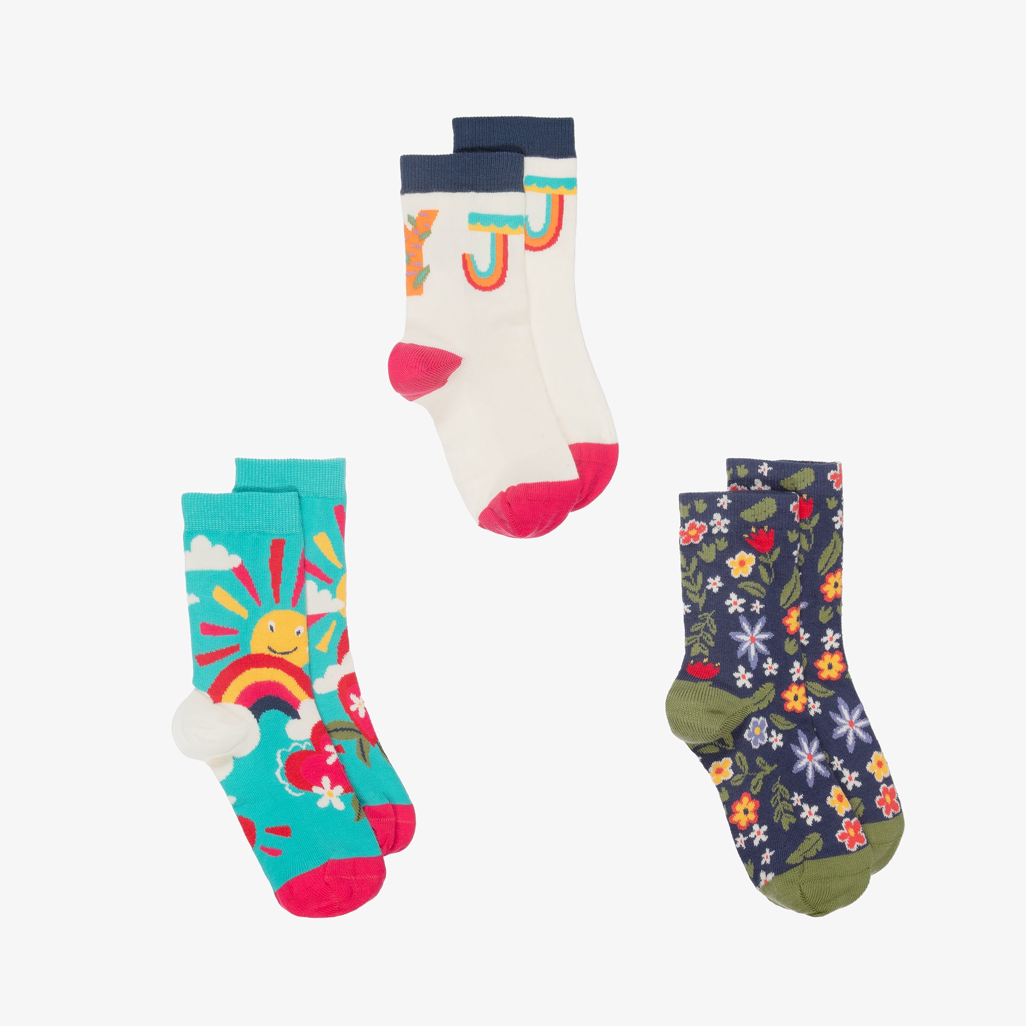 Girls Organic Cotton Socks (3 Pack) - View 1