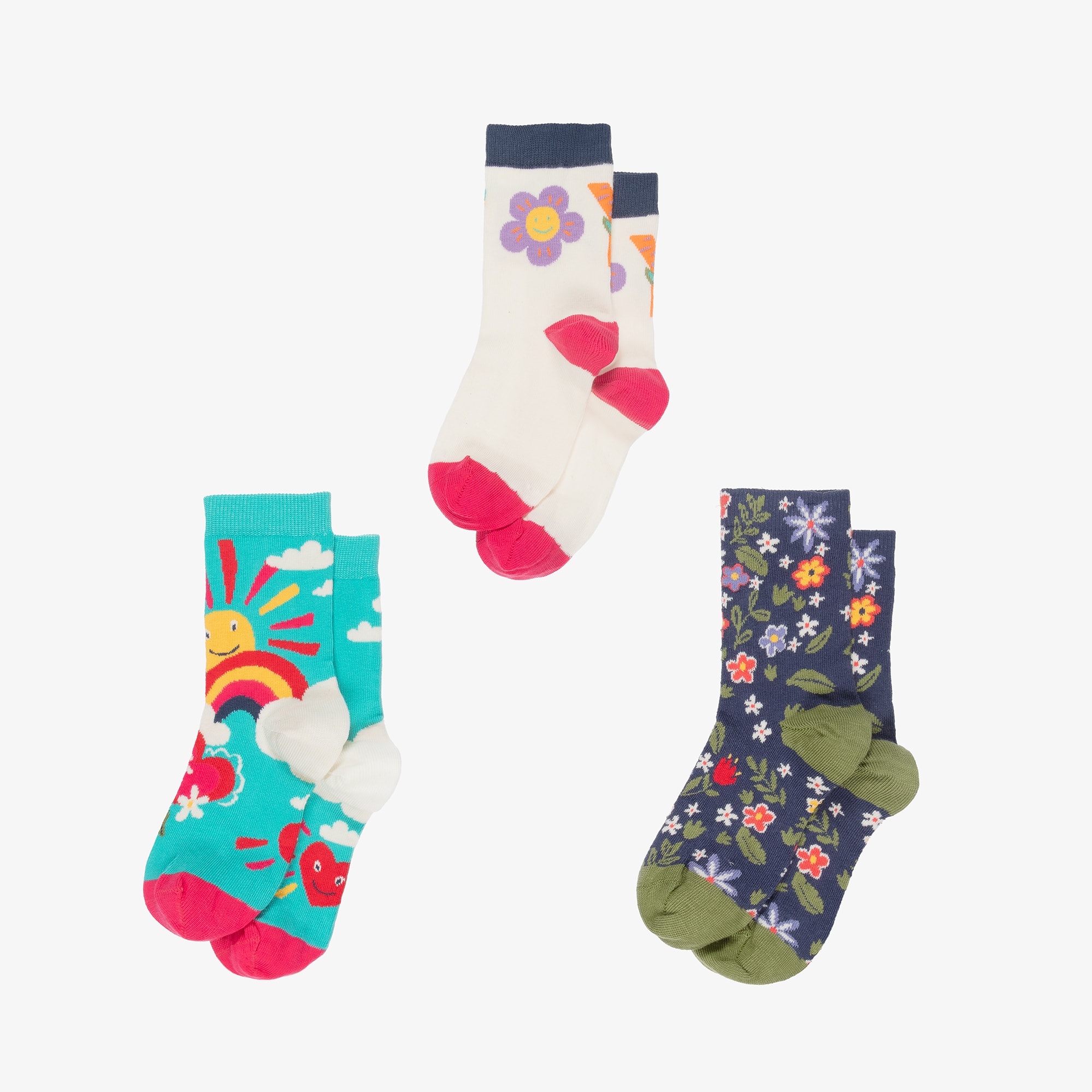 Girls Organic Cotton Socks (3 Pack) - View 3