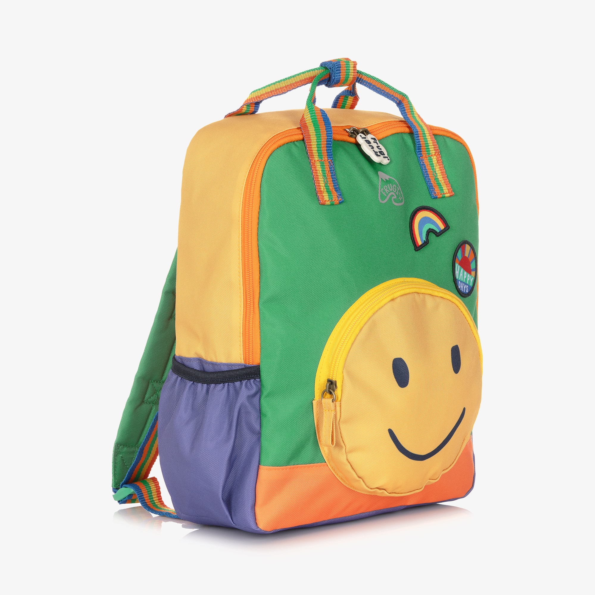Green Colourblock Happy Face Backpack (34cm) - View 4