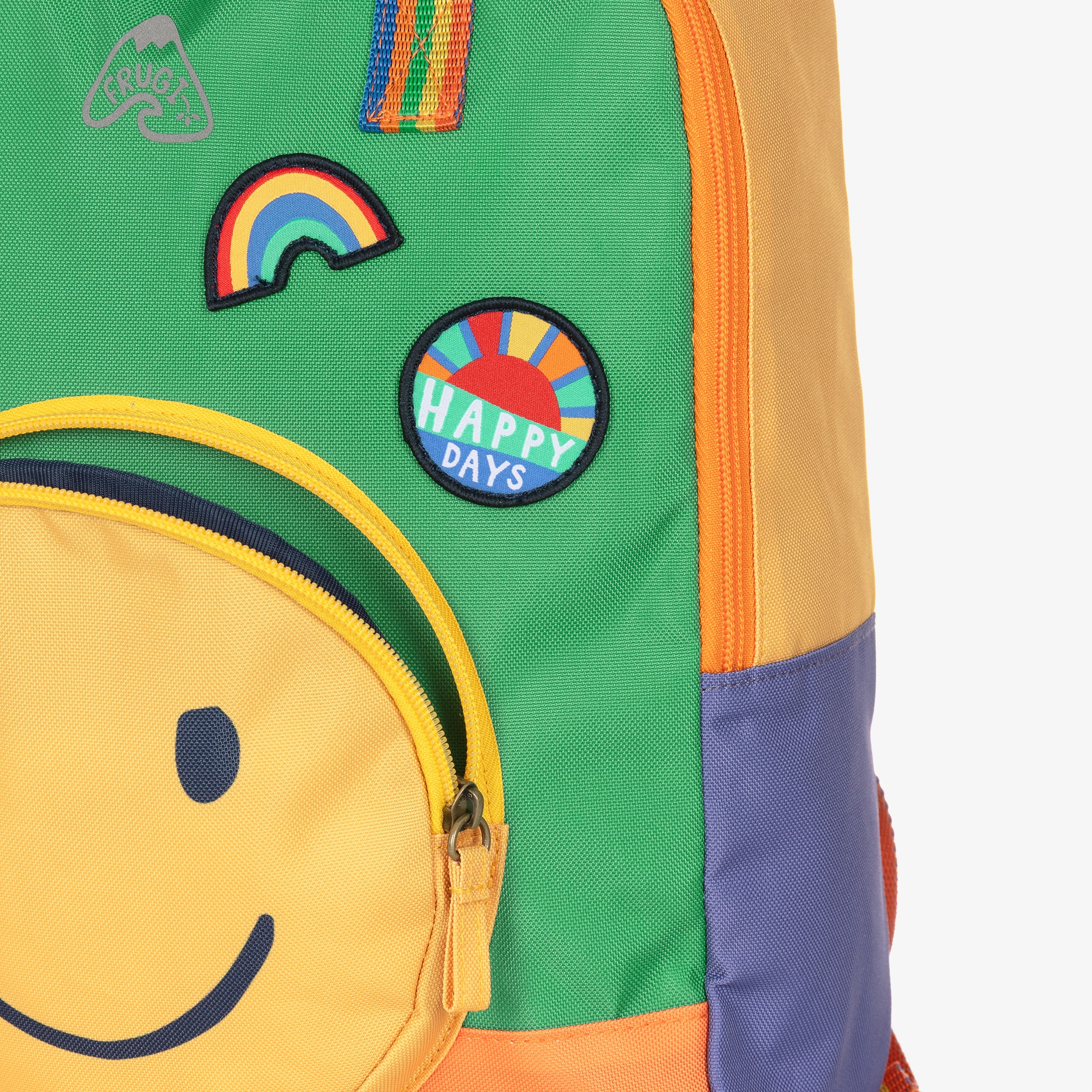 Green Colourblock Happy Face Backpack (34cm) - View 8