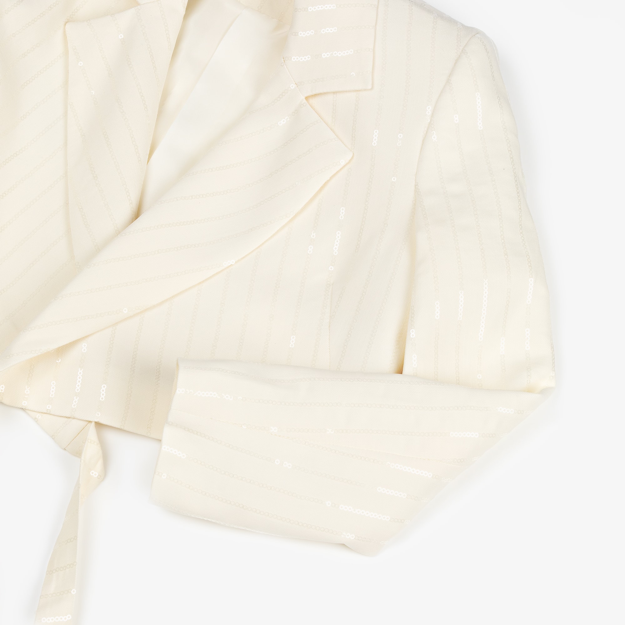 Girls Ivory Sequinned Cropped Blazer with Ties - View 5
