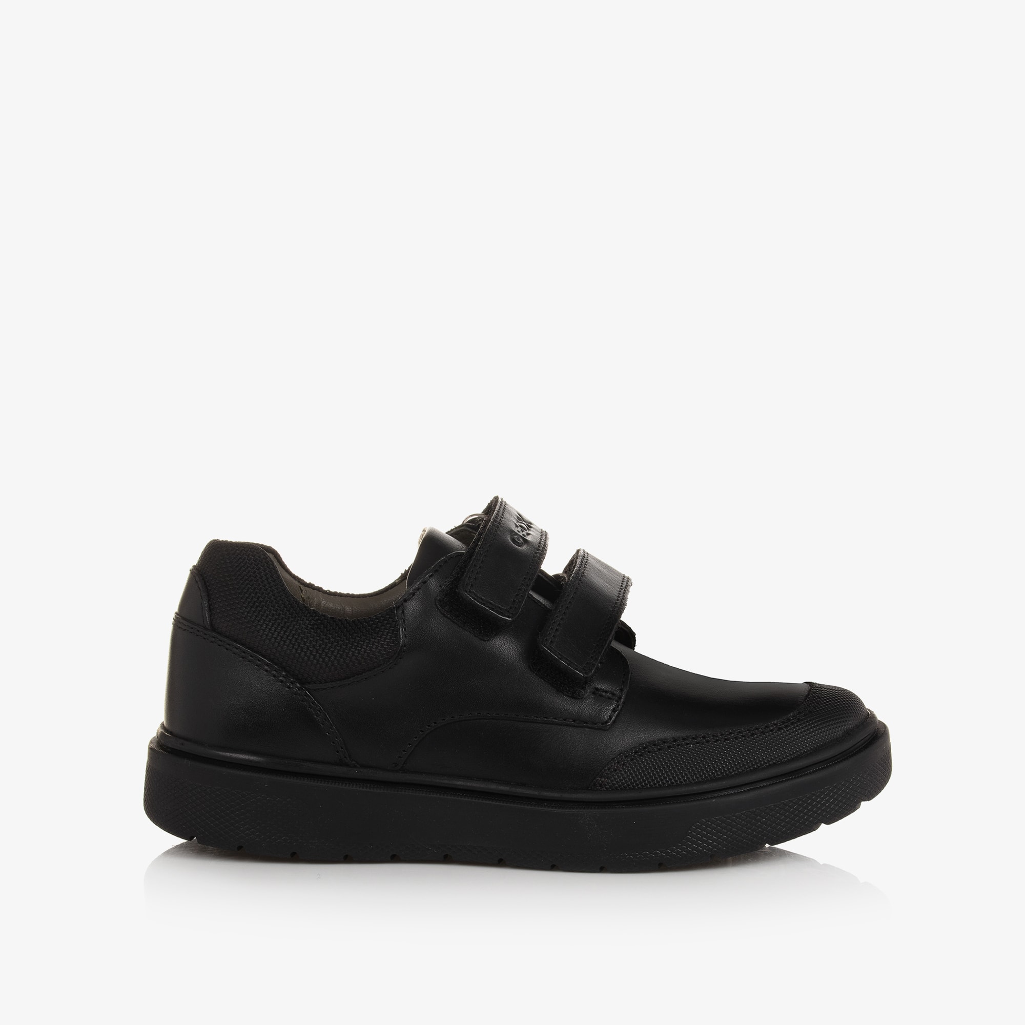 Boys Black Leather Velcro Shoes - View 3