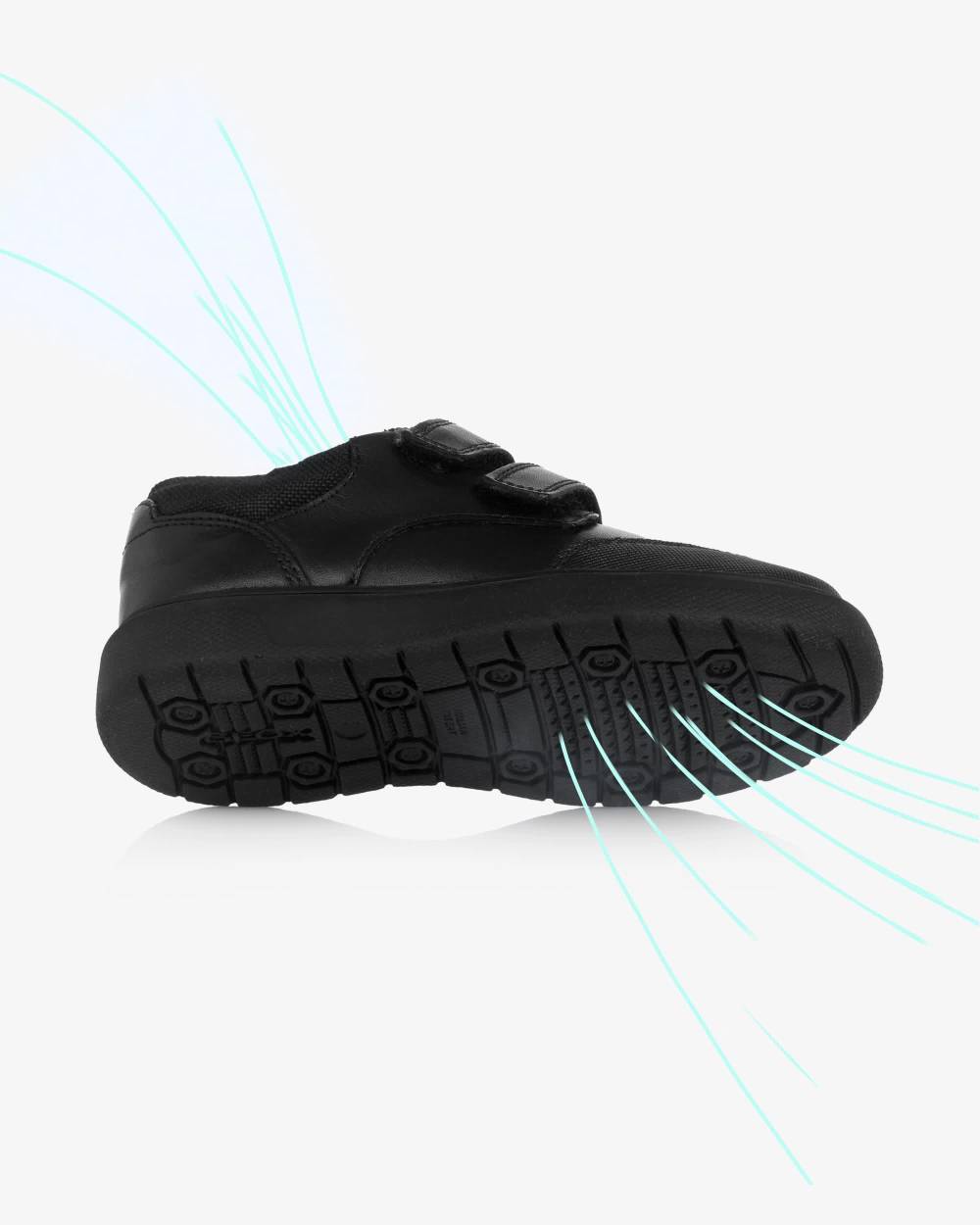 Boys Black Leather Velcro Shoes - View 5