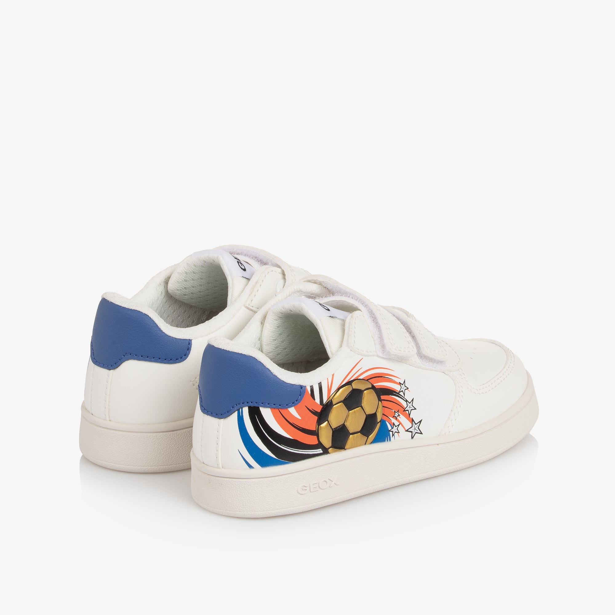 Boys White Faux Leather Football Trainers - View 2