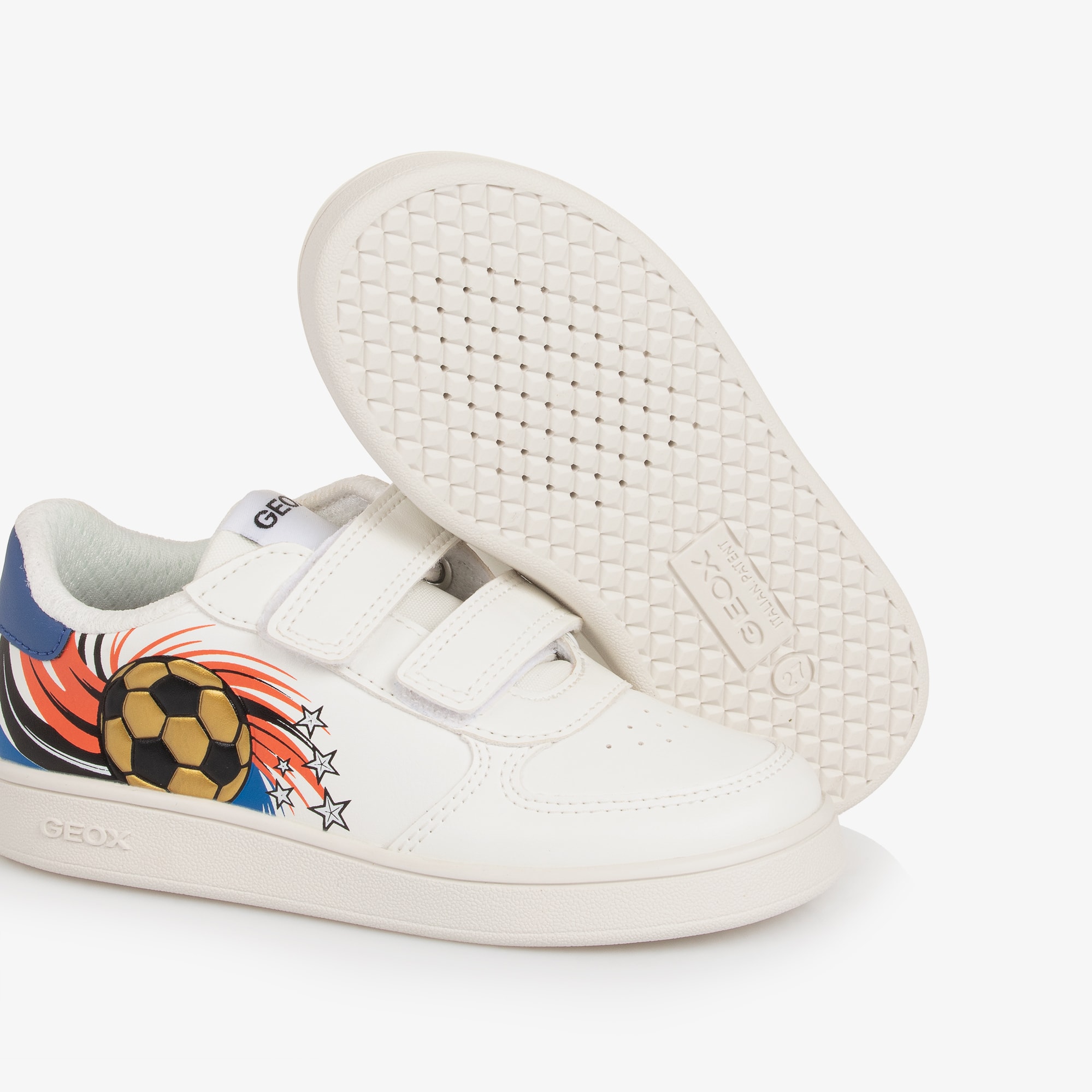 Boys White Faux Leather Football Trainers - View 6