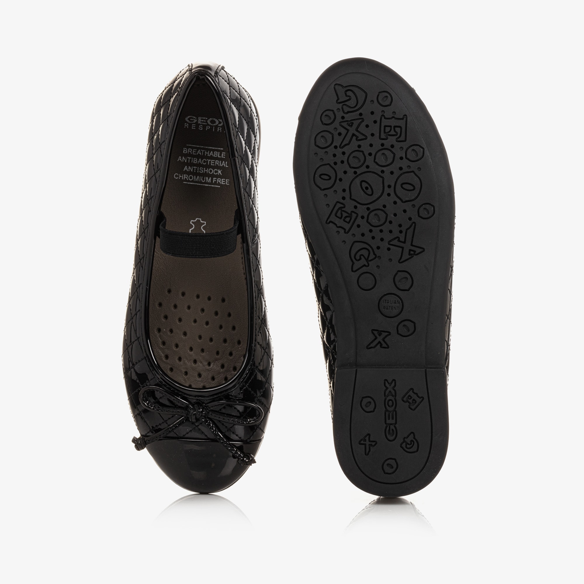 Girls Black Leather Ballet Pumps - View 3