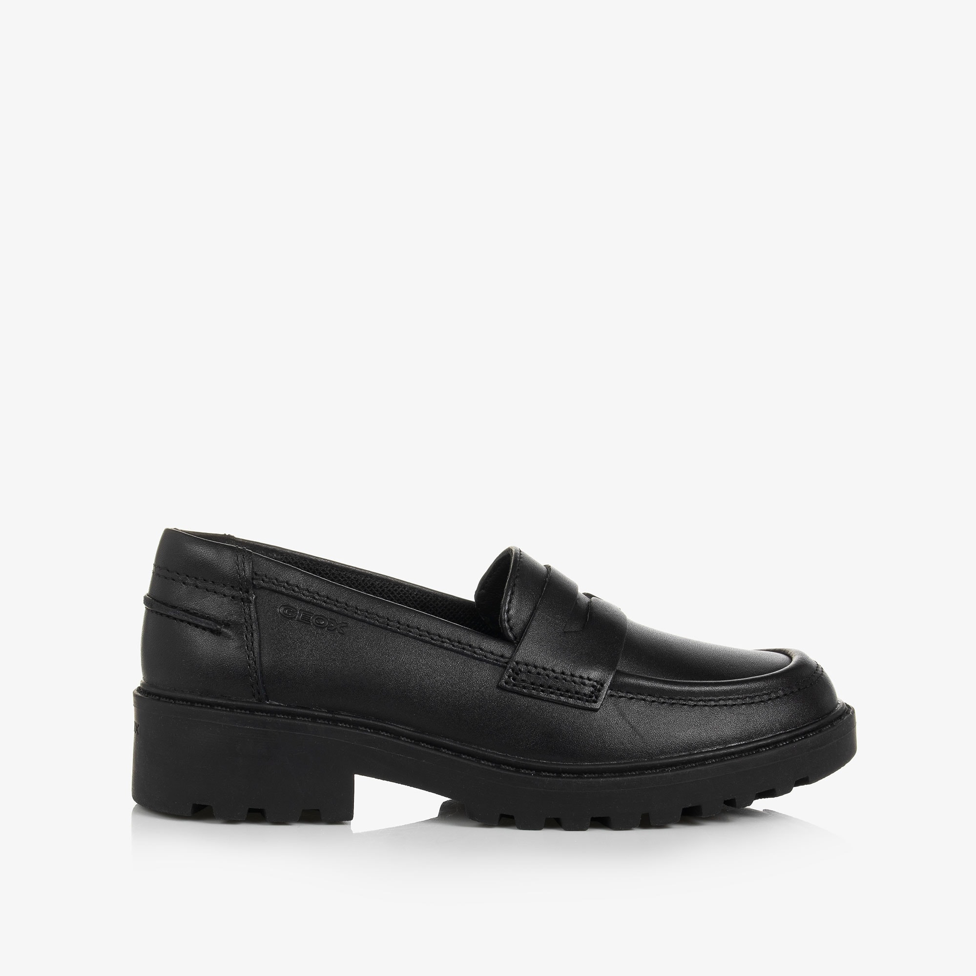 Girls Black Leather Loafers - View 4