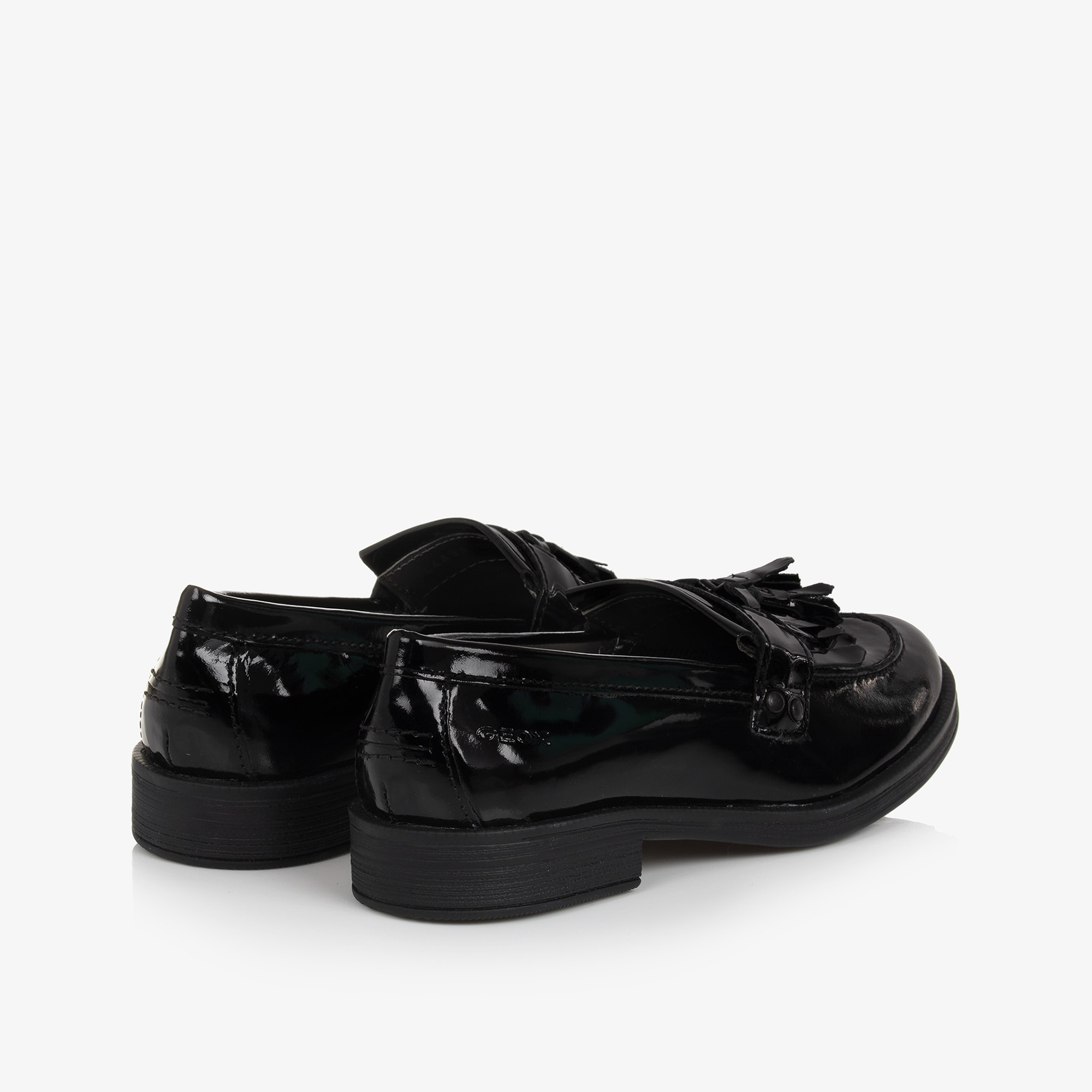 Girls Black Patent Leather Loafers - View 2