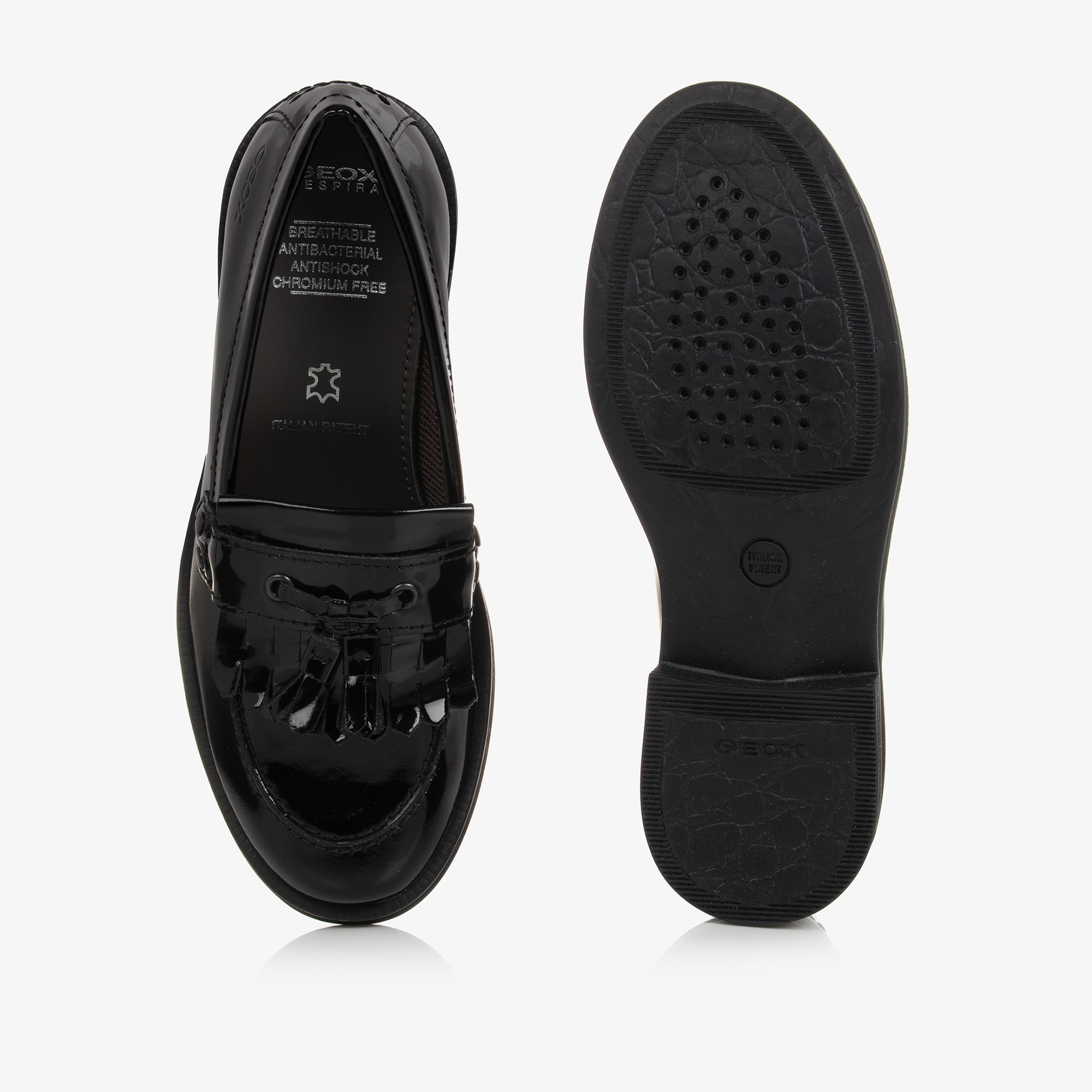 Girls Black Patent Leather Loafers - View 3
