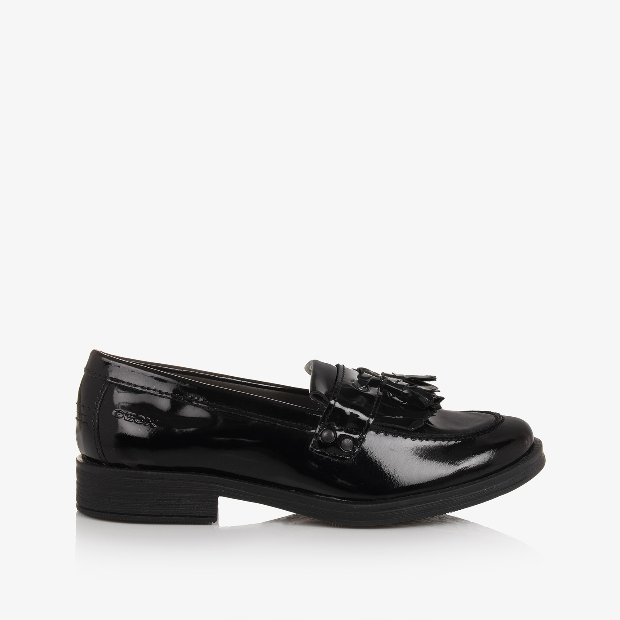 Girls Black Patent Leather Loafers - View 4