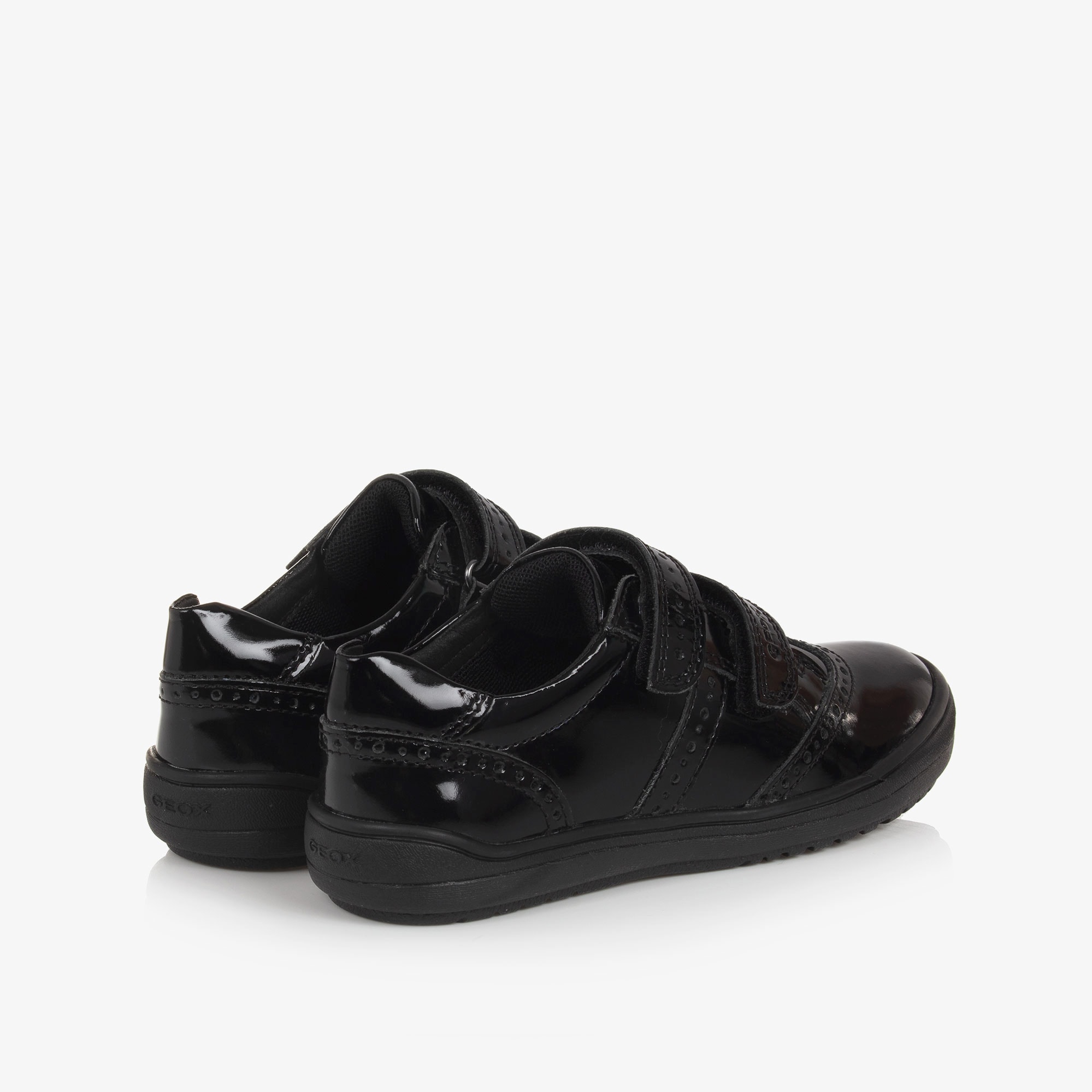 Girls Black Patent Leather Trainers - View 2