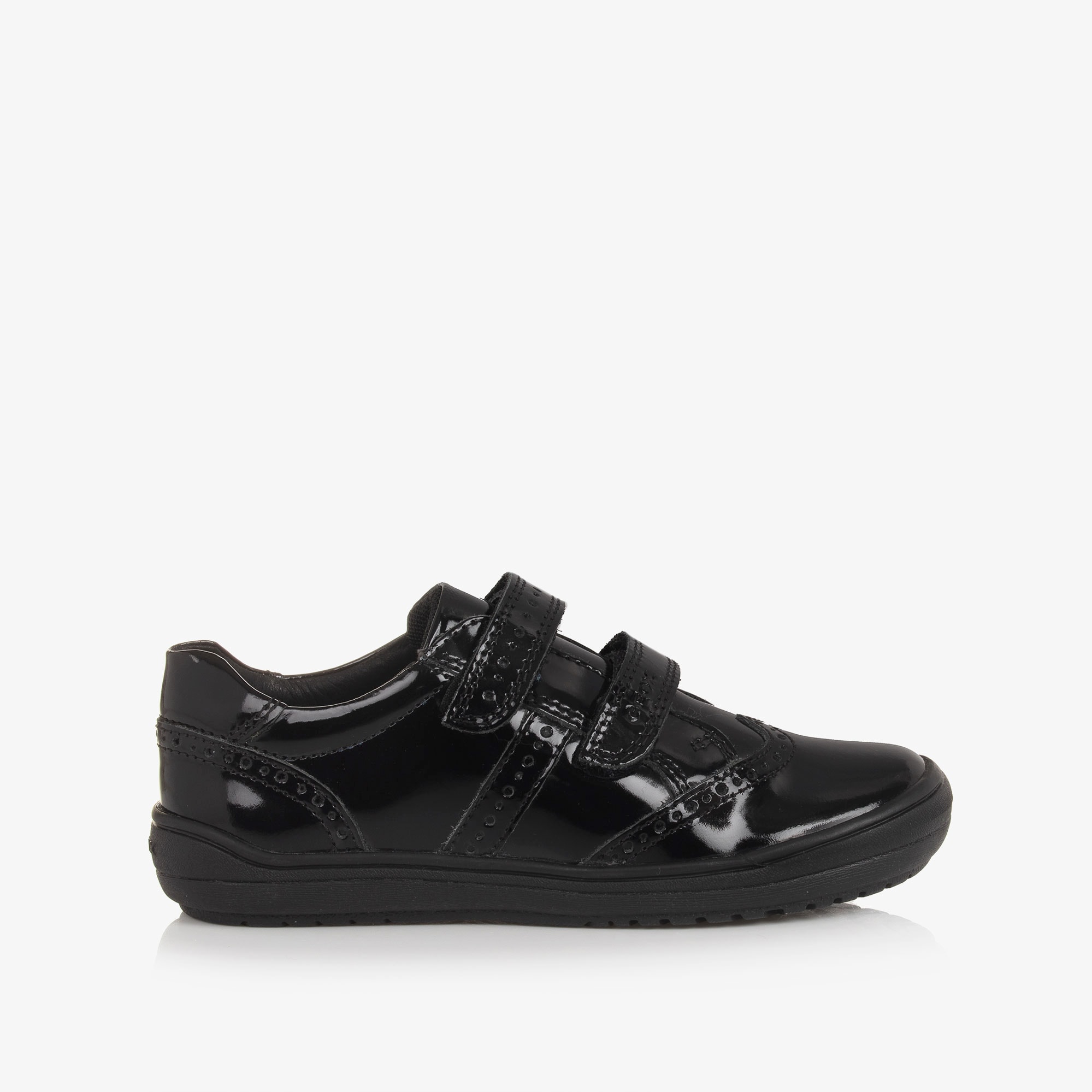 Girls Black Patent Leather Trainers - View 4