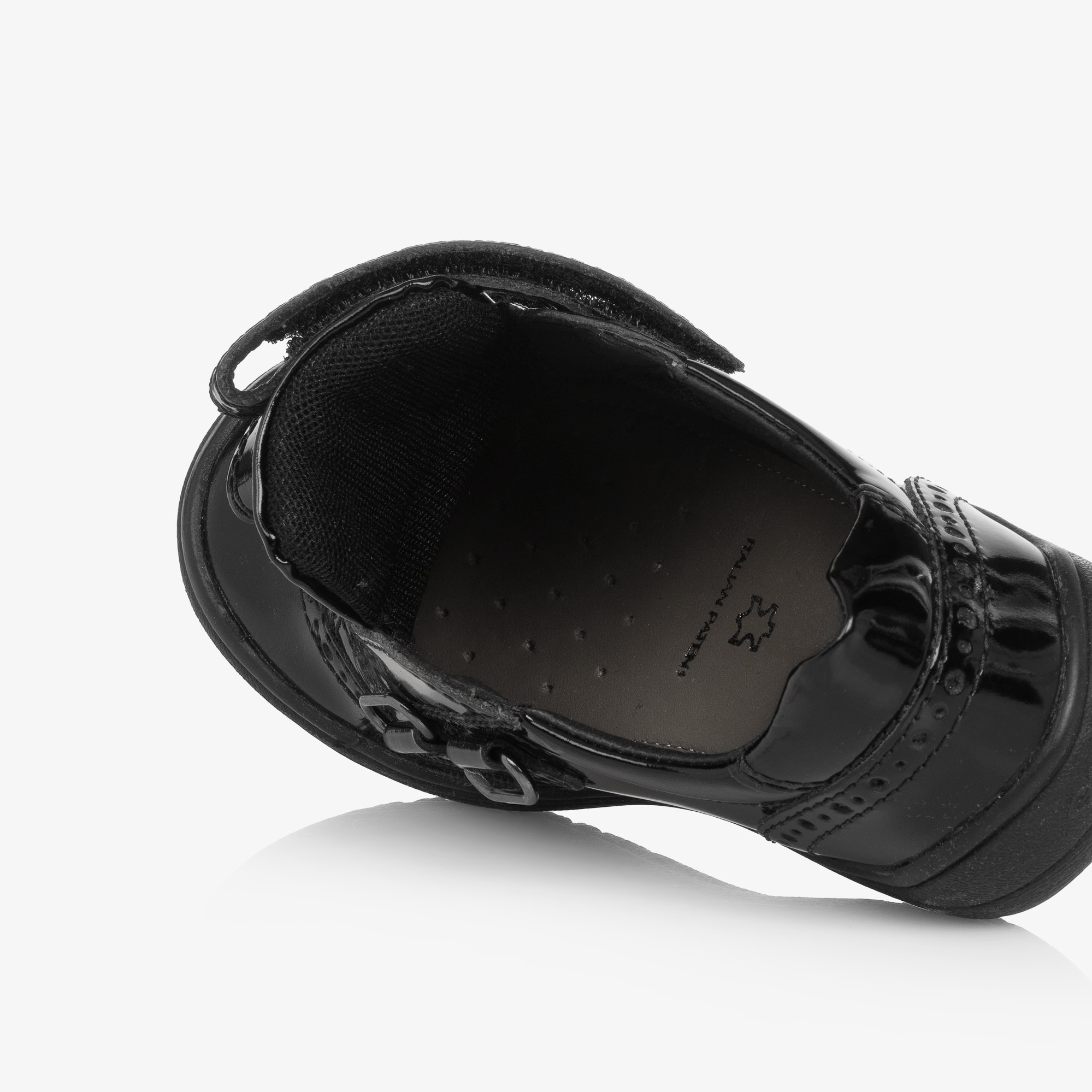 Girls Black Patent Leather Trainers - View 6