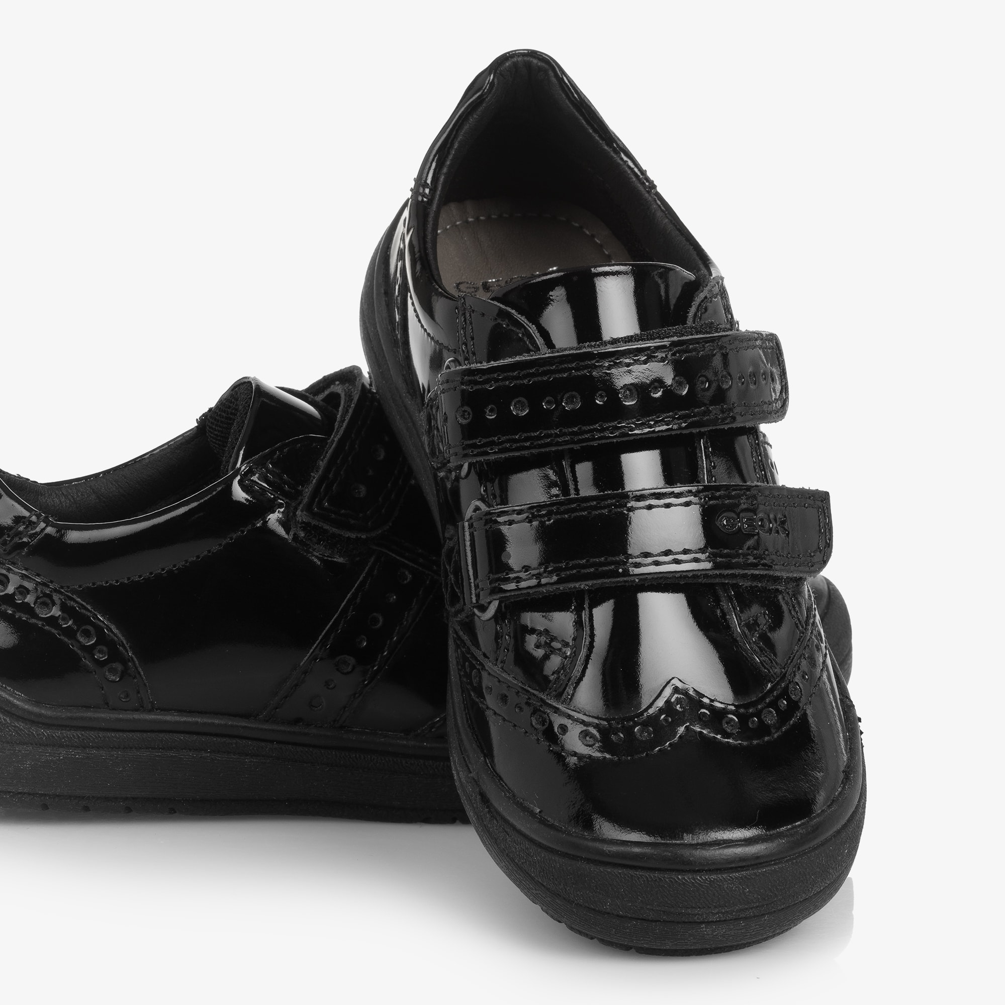 Girls Black Patent Leather Trainers - View 7