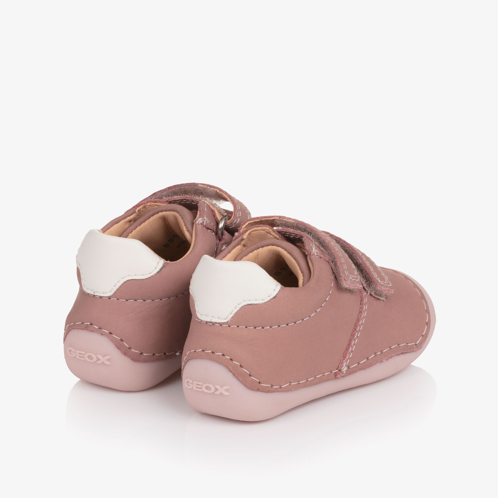 Girls Pink Leather First Walkers - View 2