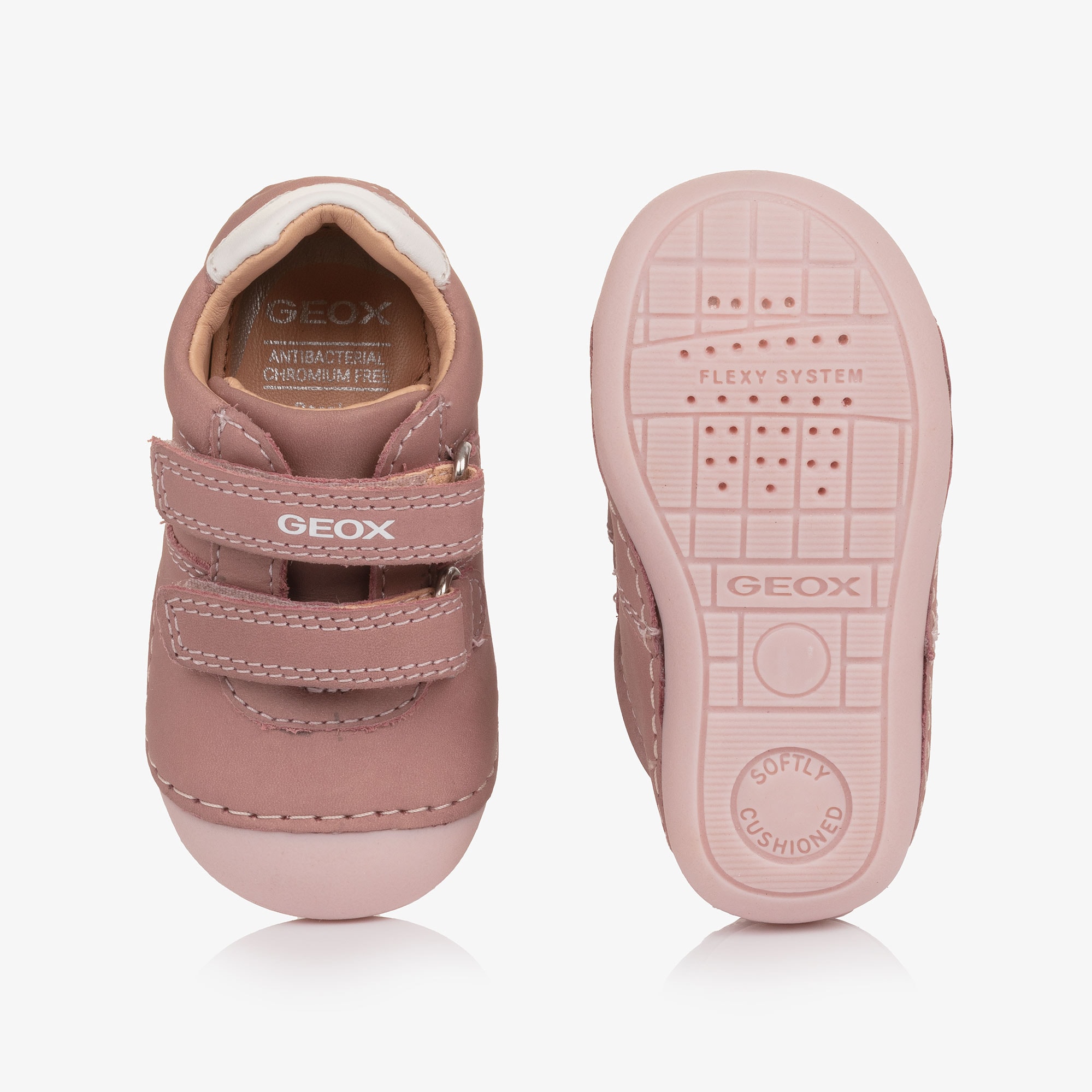 Girls Pink Leather First Walkers - View 3