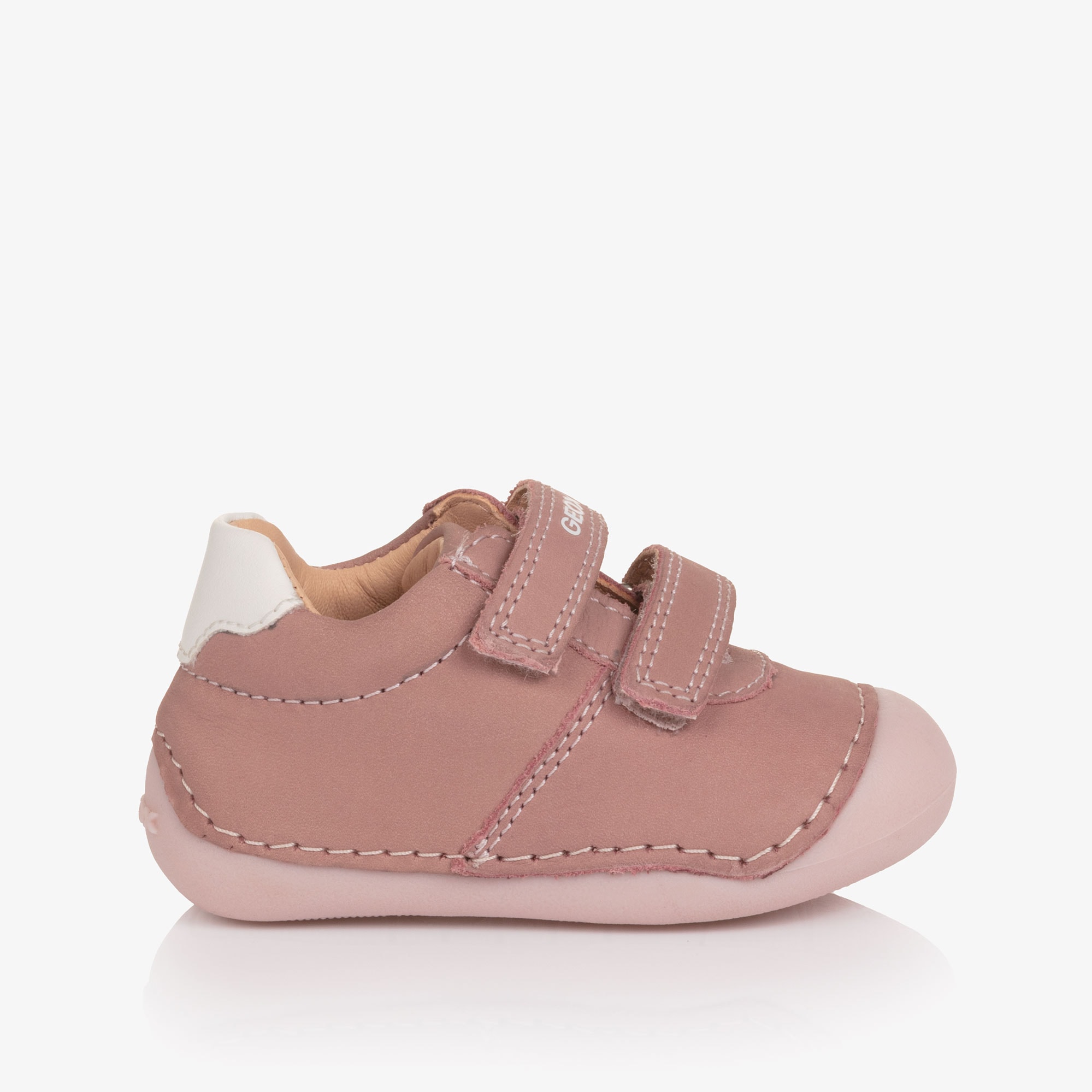 Girls Pink Leather First Walkers - View 4