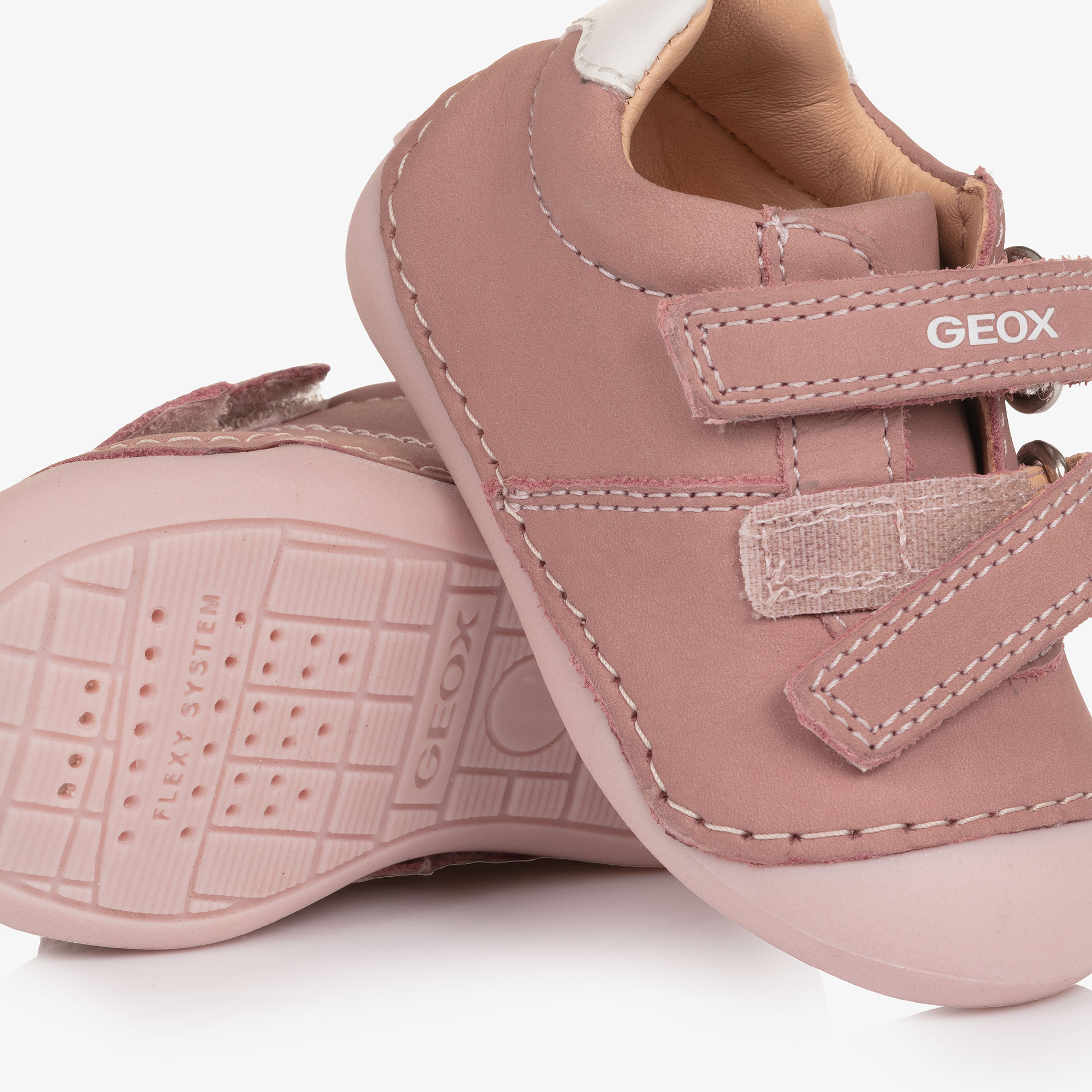 Girls Pink Leather First Walkers - View 5