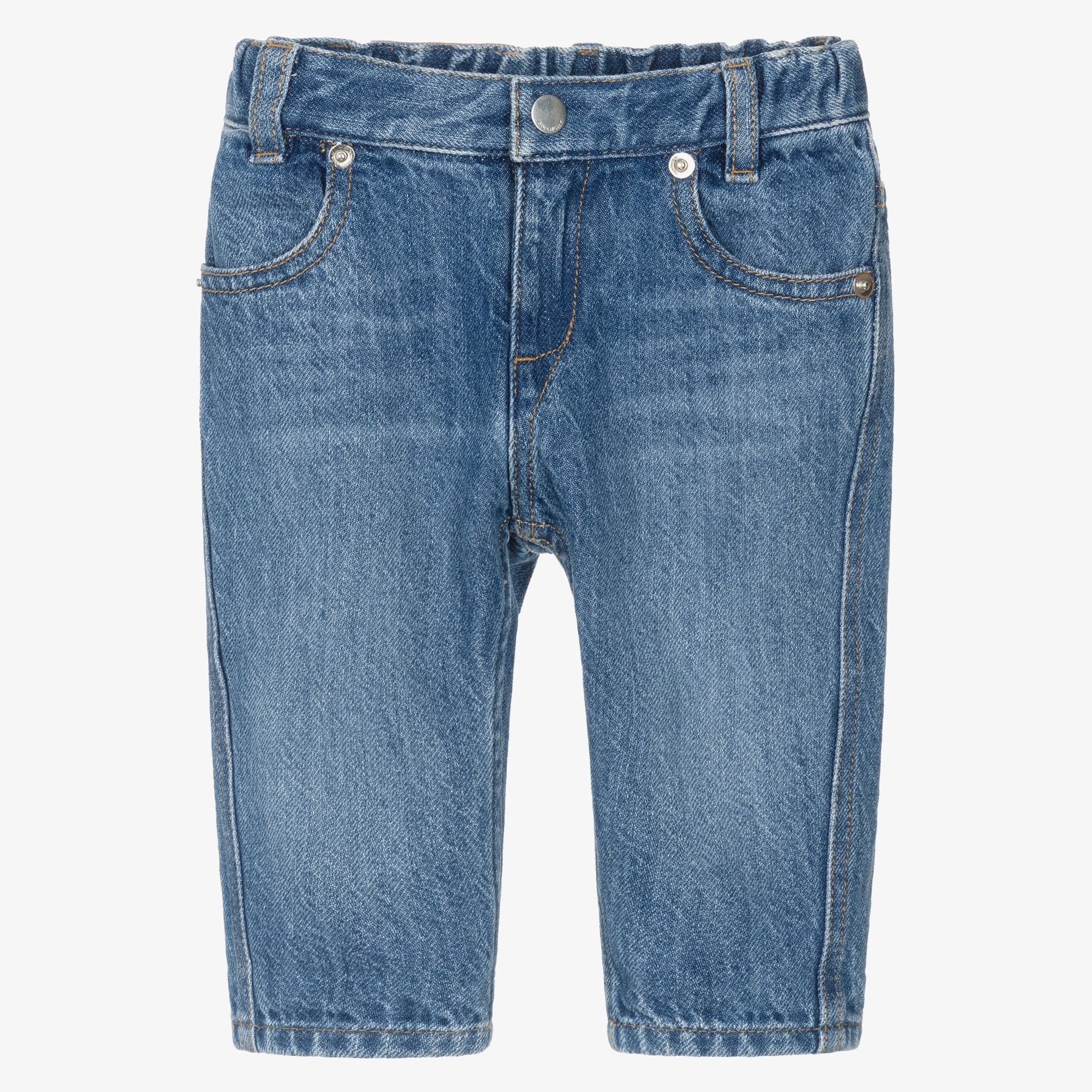 Boys Blue Denim Elasticated Waist Jeans - View 1