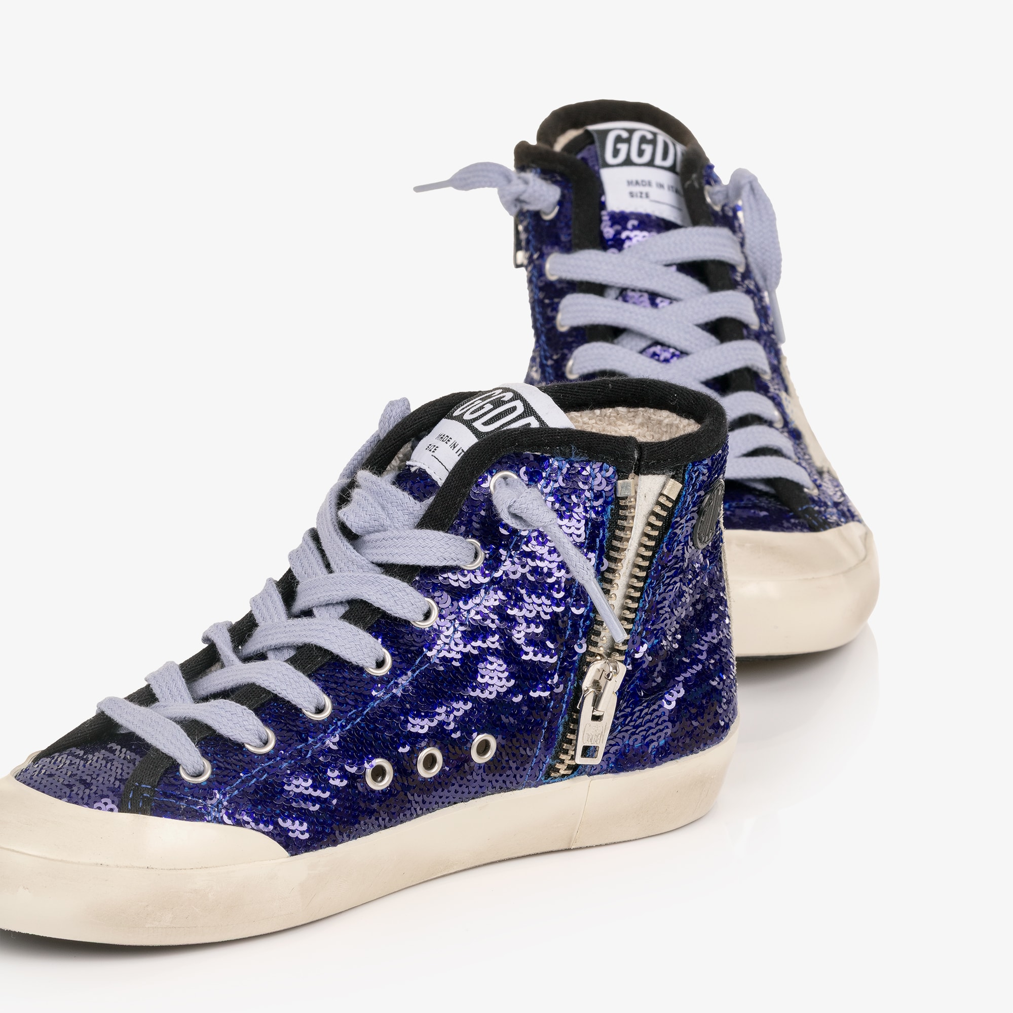Girls Blue Sequin Francy High Top Trainers - View 5