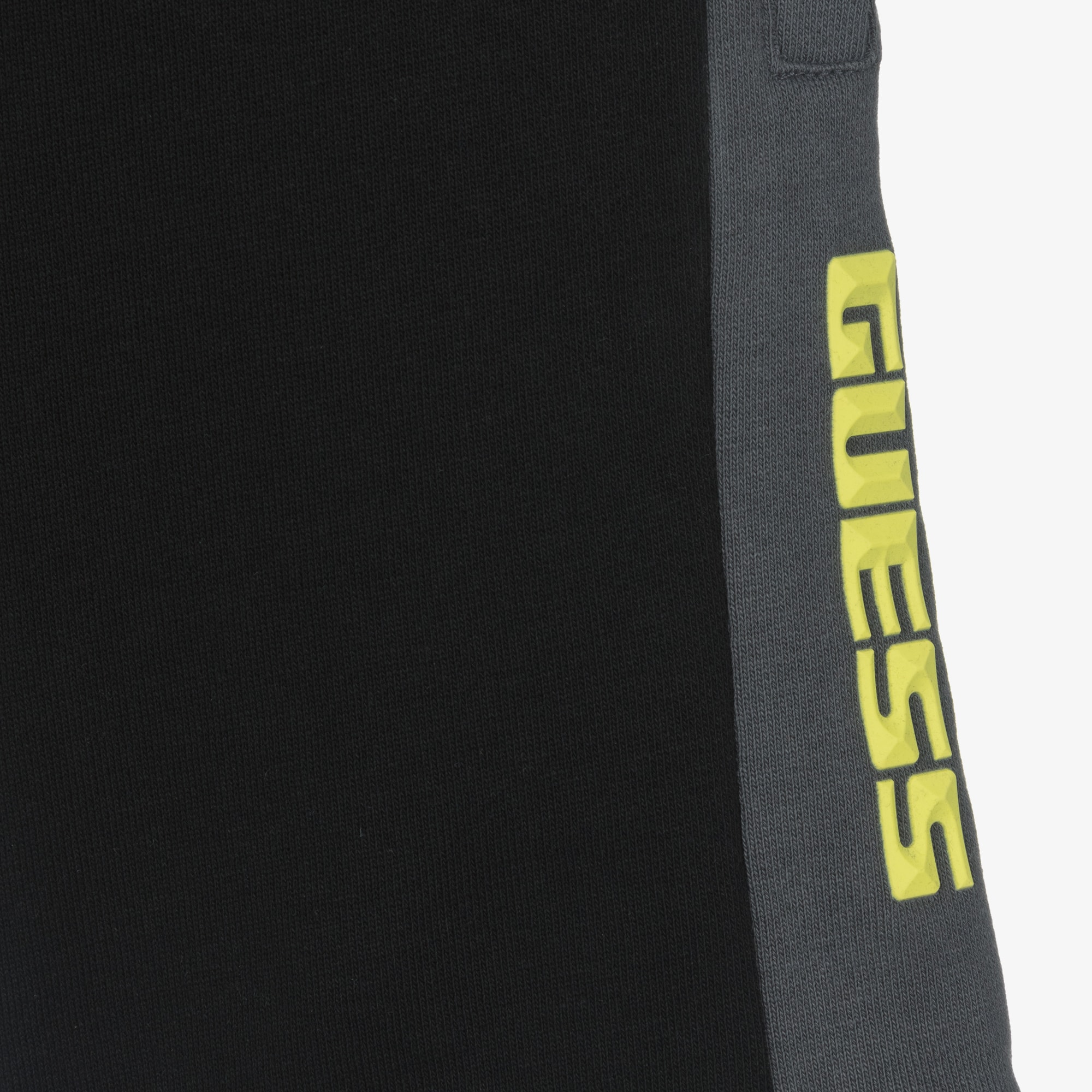 Boys Black Cotton Jersey Shorts with Yellow Logo Print - View 3
