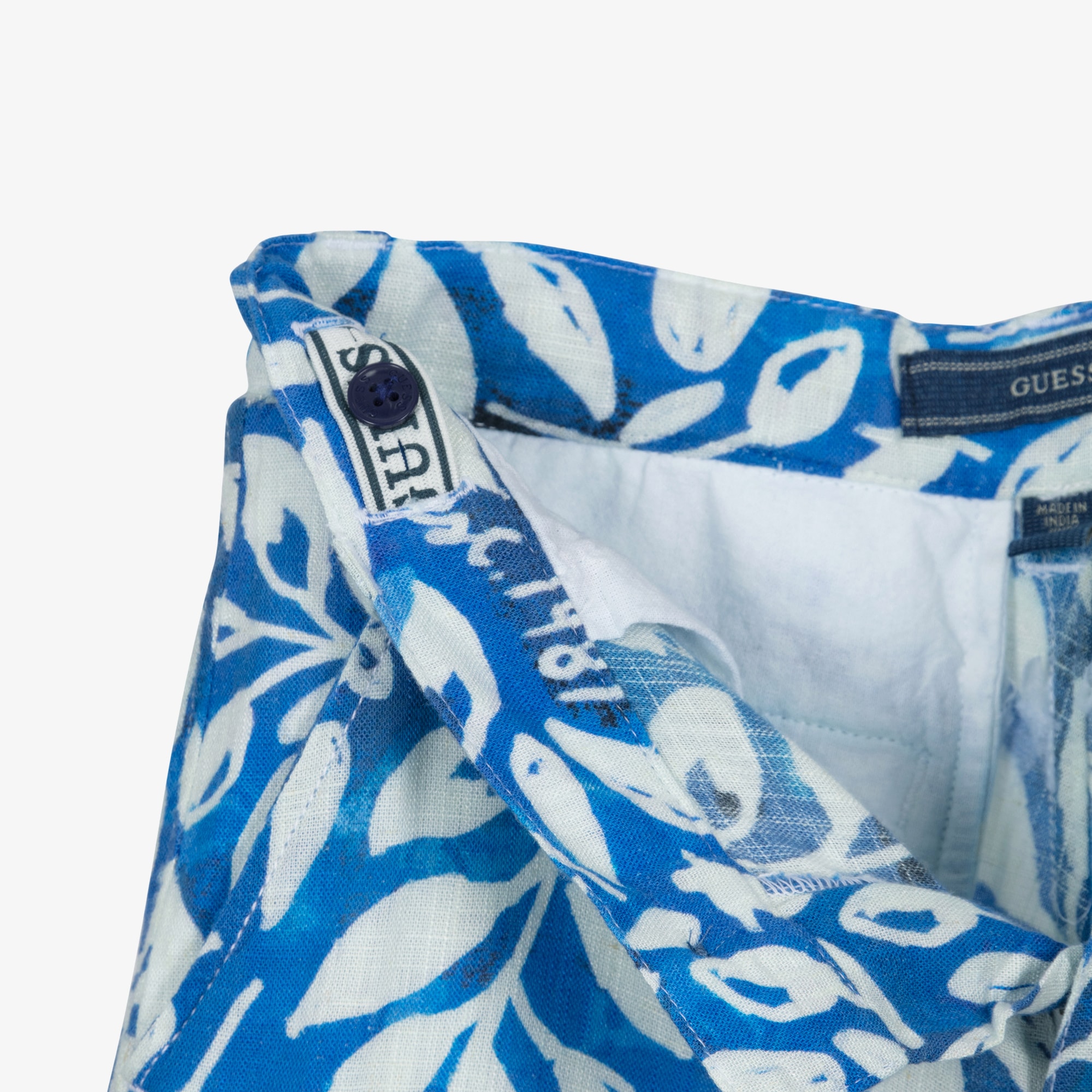 Boys Blue & White Botanical Print Shorts - View 3