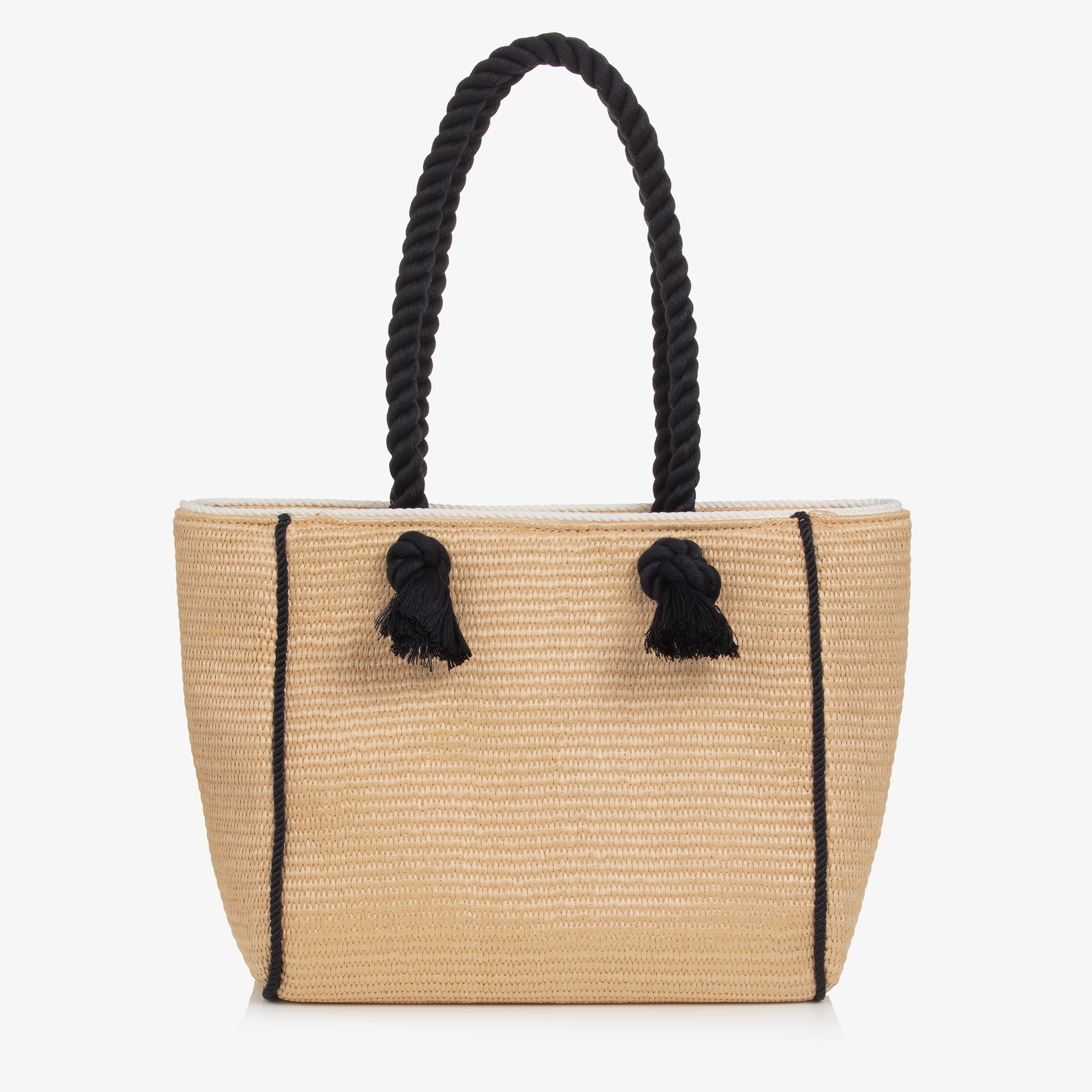 Girls Beige Straw Tote with Rope Handles (36cm) - View 4