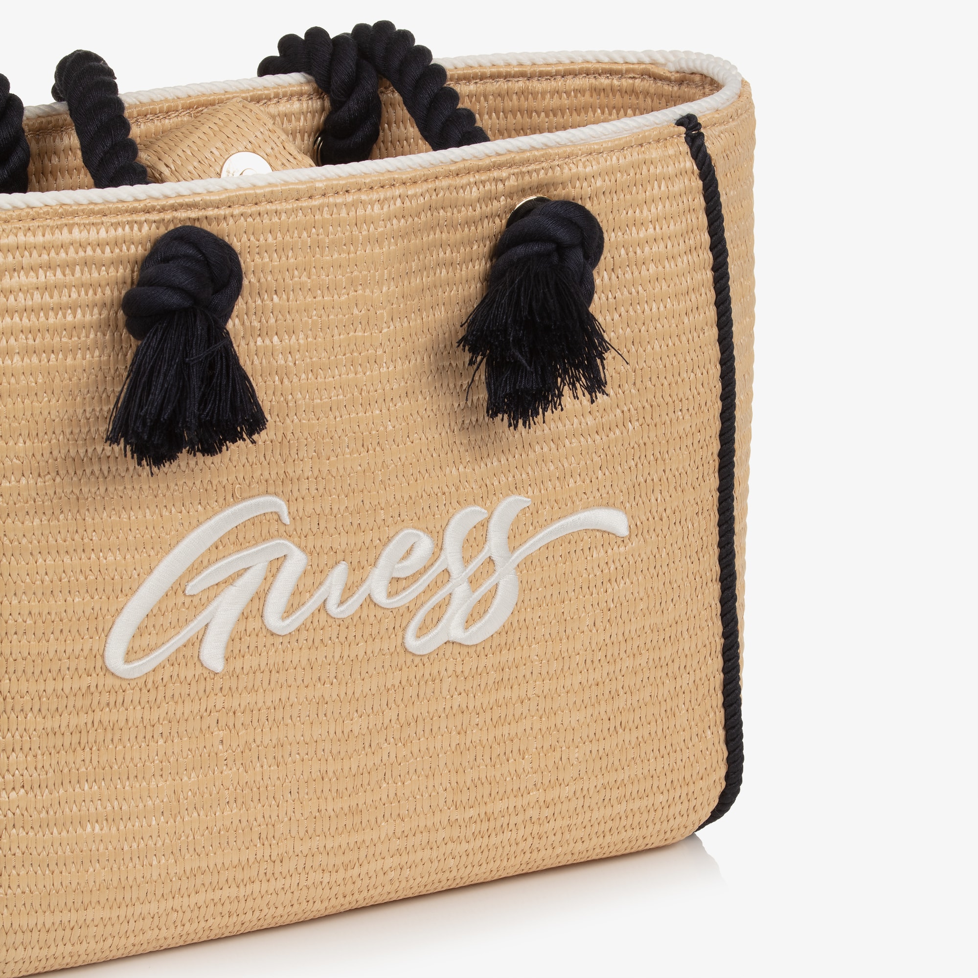 Girls Beige Straw Tote with Rope Handles (36cm) - View 6