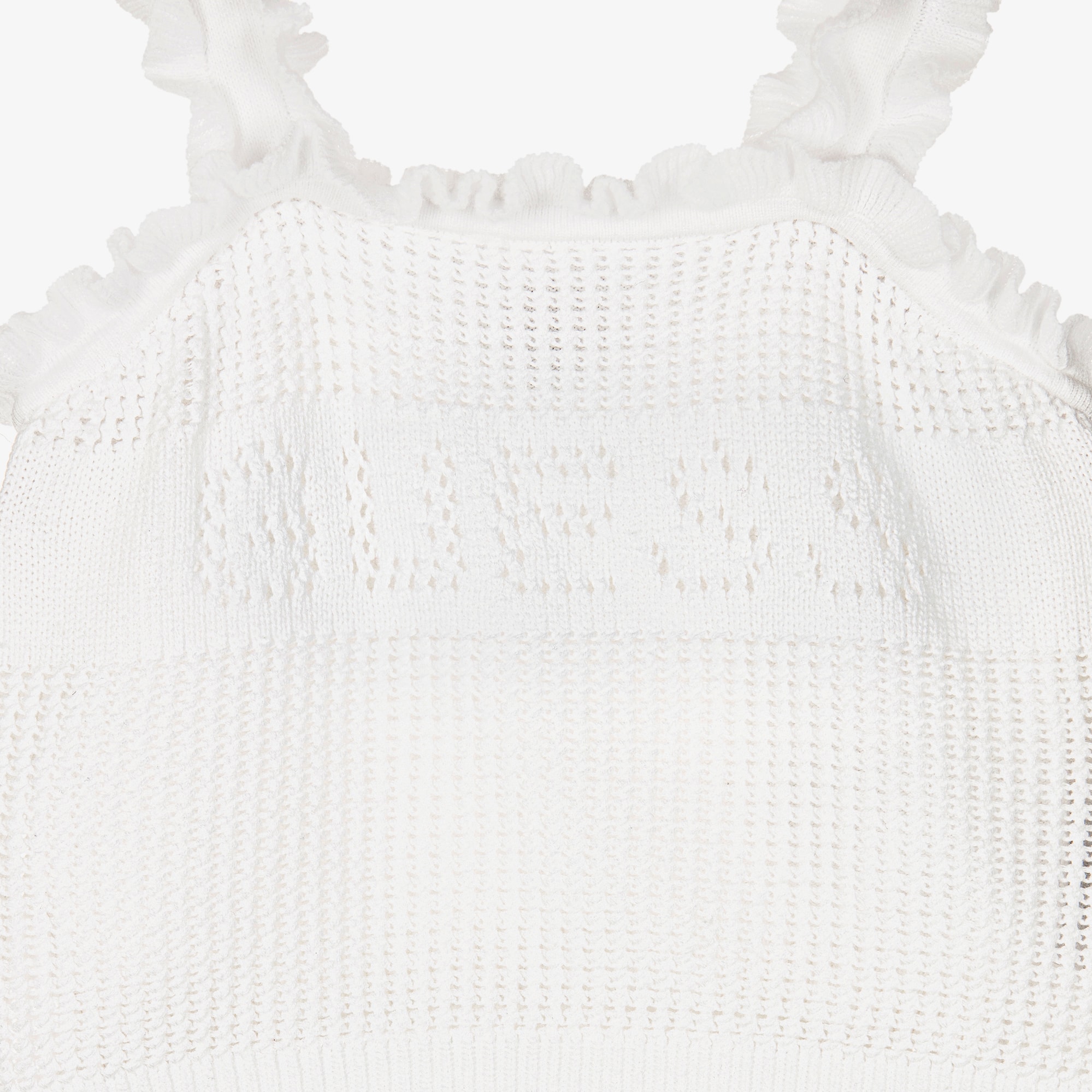 Girls White Knitted Cotton Logo Shorts Set - View 3