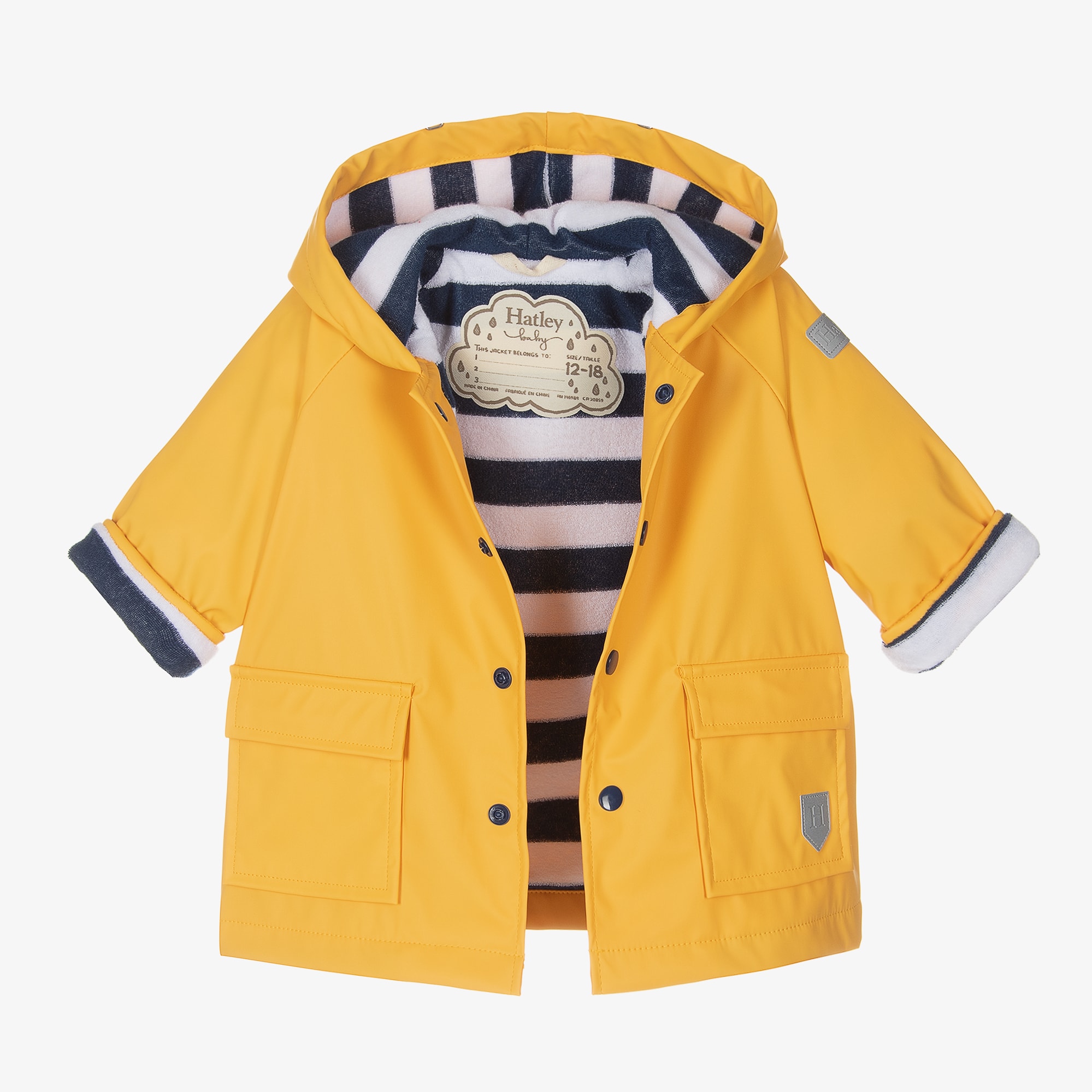 Yellow Hooded Baby Raincoat - View 3