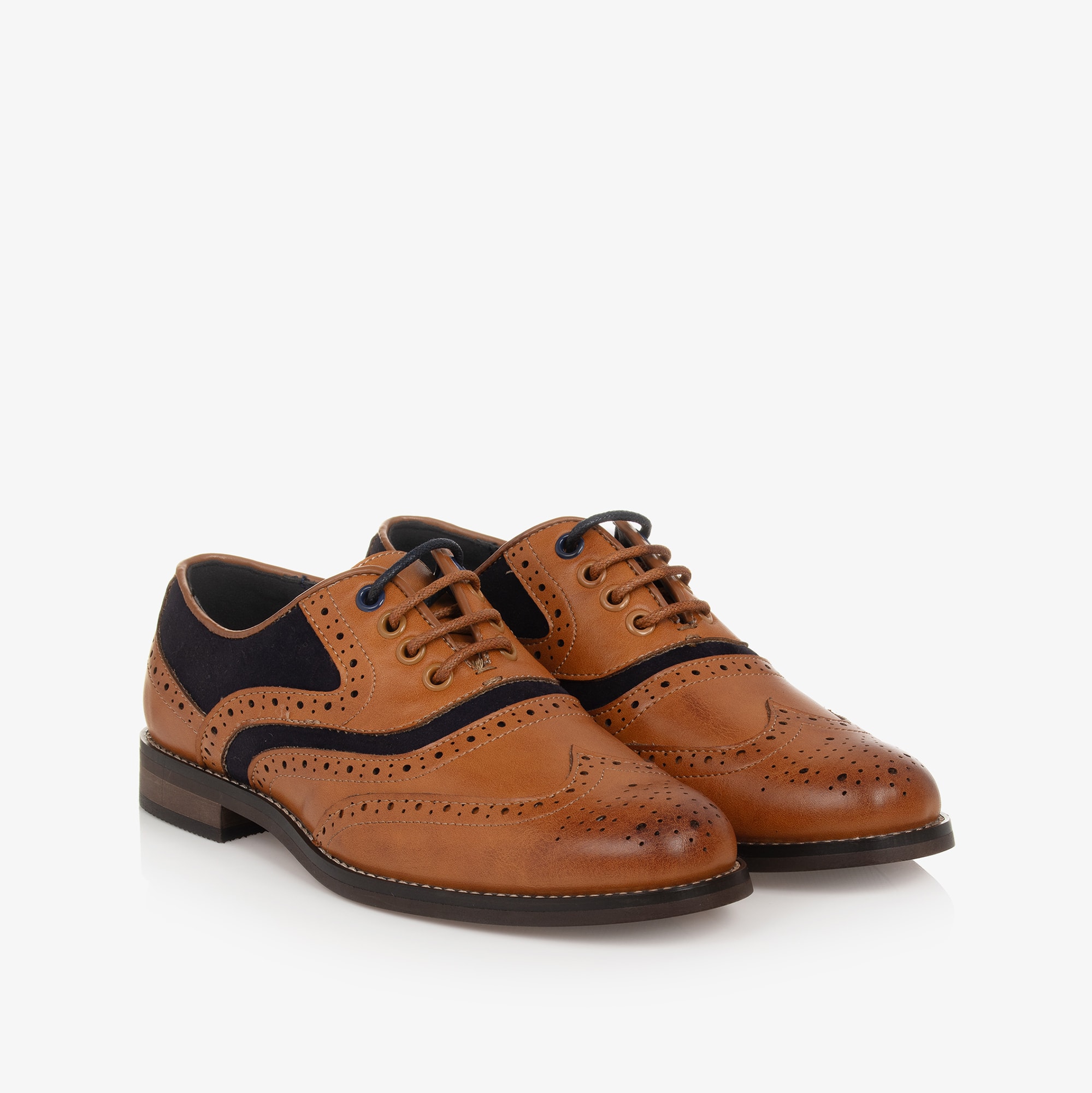 Boys Brown Lace-Up Brogues - View 1
