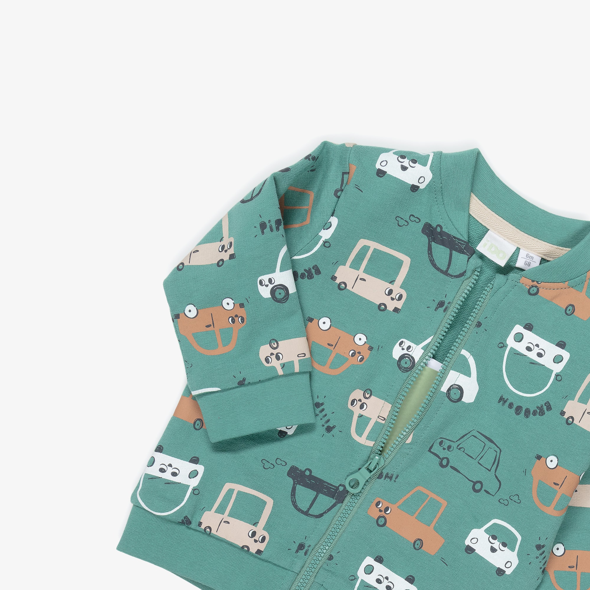 Baby Boys Green & Beige Tracksuits with Car Motifs (2 Pack) - View 5