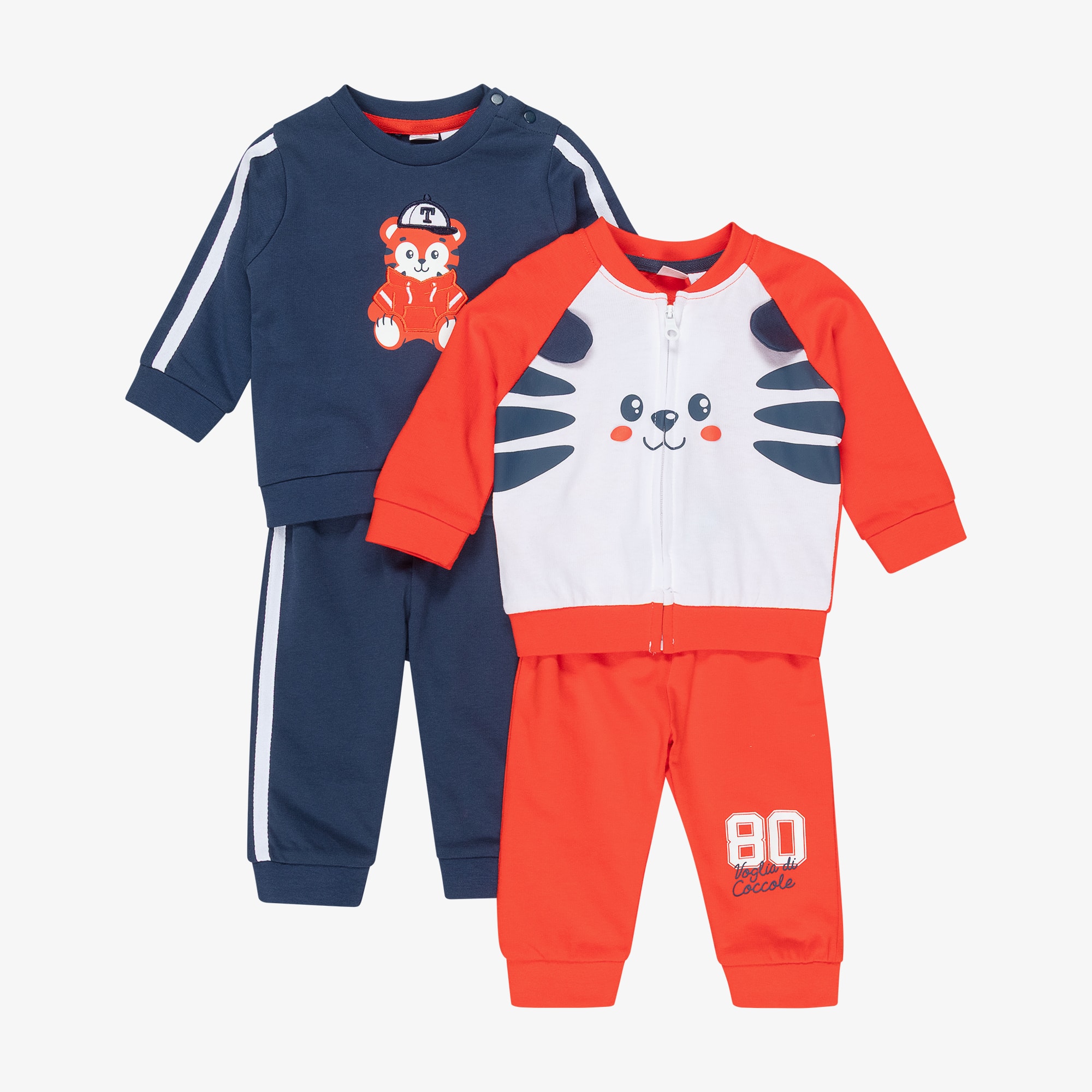 Baby Boys Red & Blue Tiger Tracksuits (2 Pack) - View 1