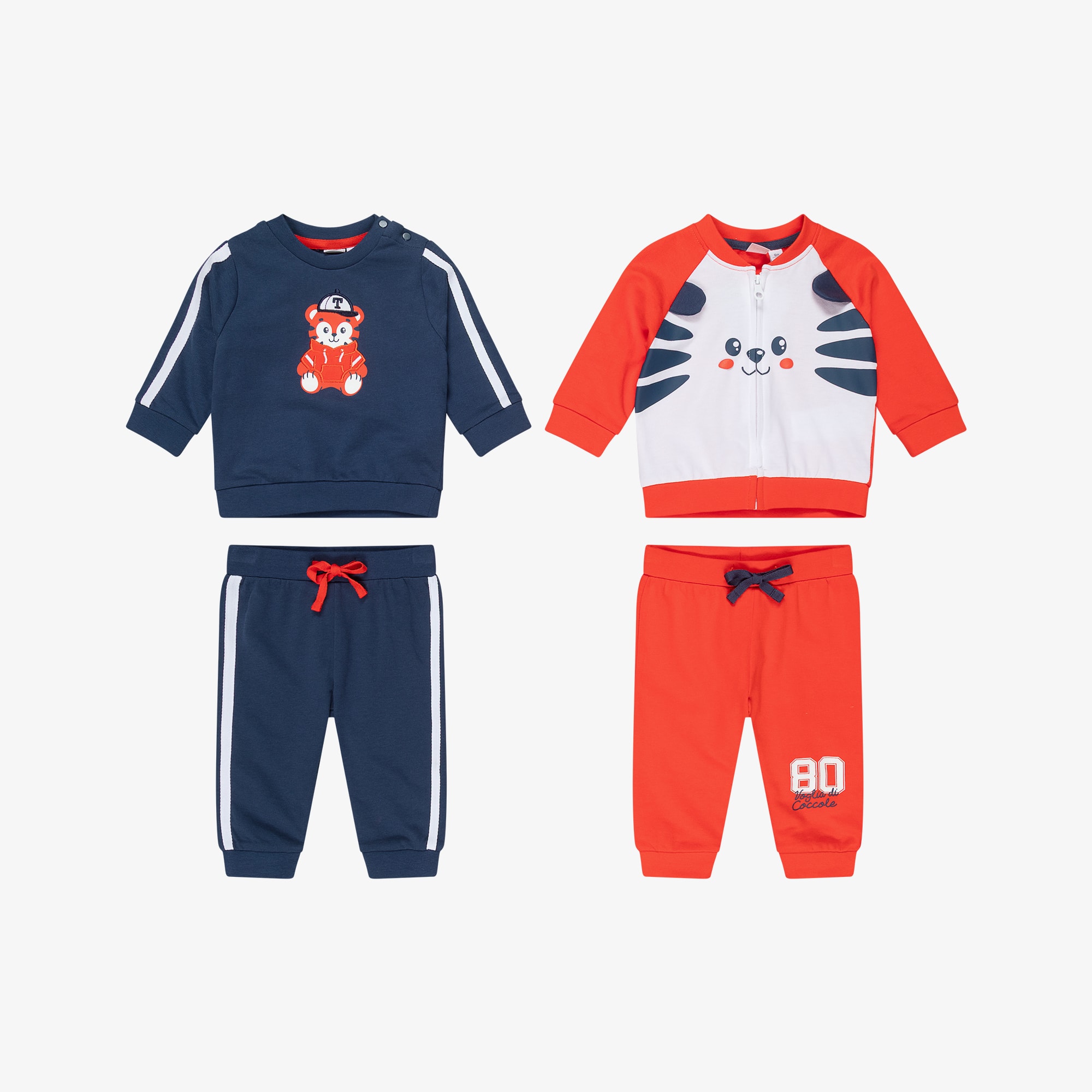 Baby Boys Red & Blue Tiger Tracksuits (2 Pack) - View 2