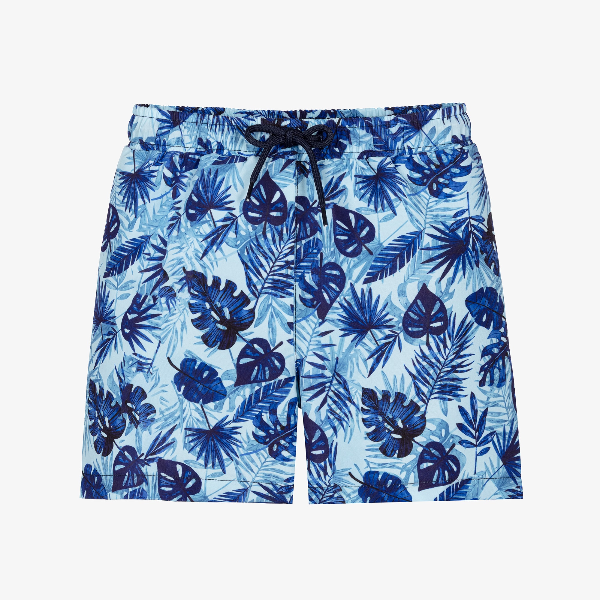 Boys Blue Palm Leaf Print Swim Shorts - View 1