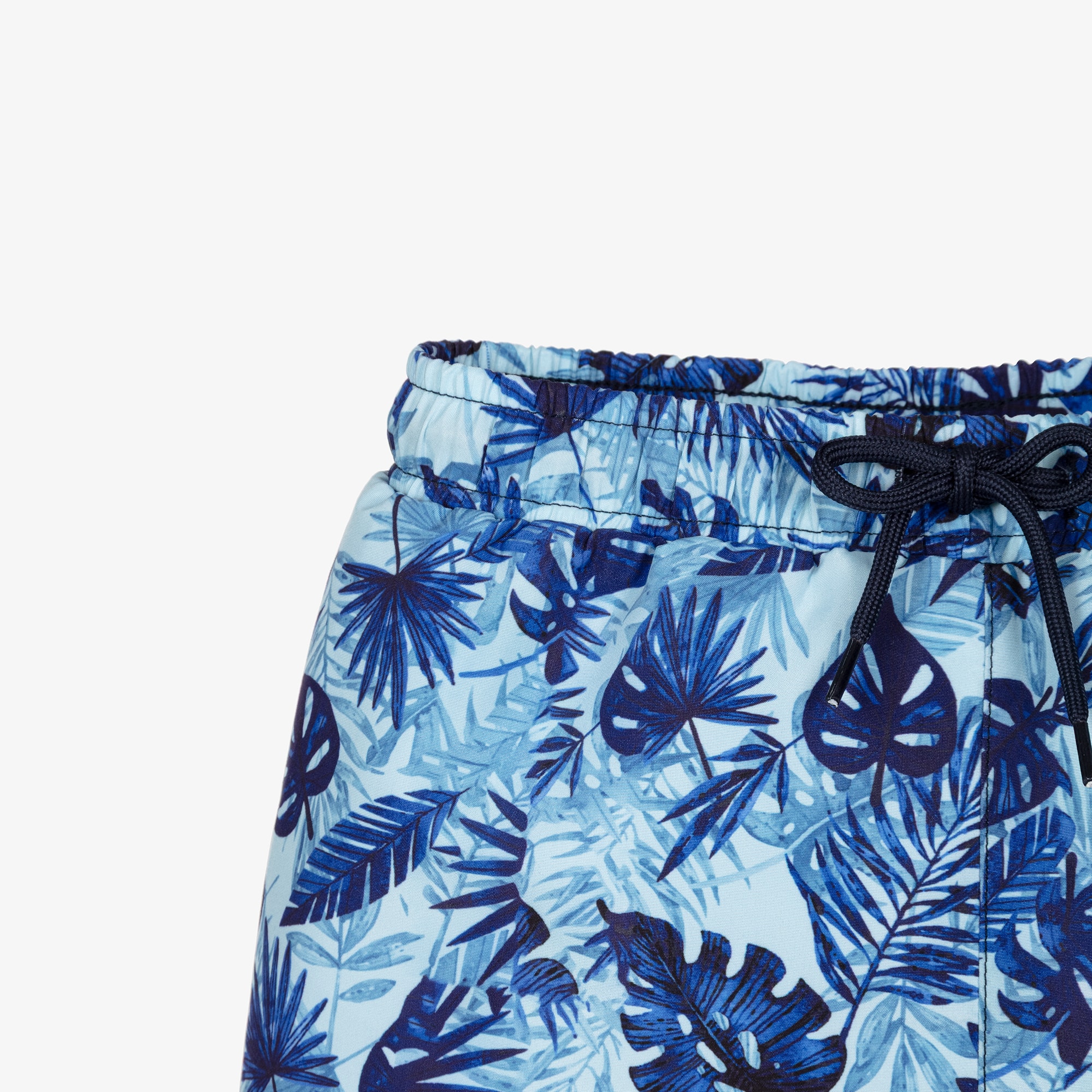 Boys Blue Palm Leaf Print Swim Shorts - View 3