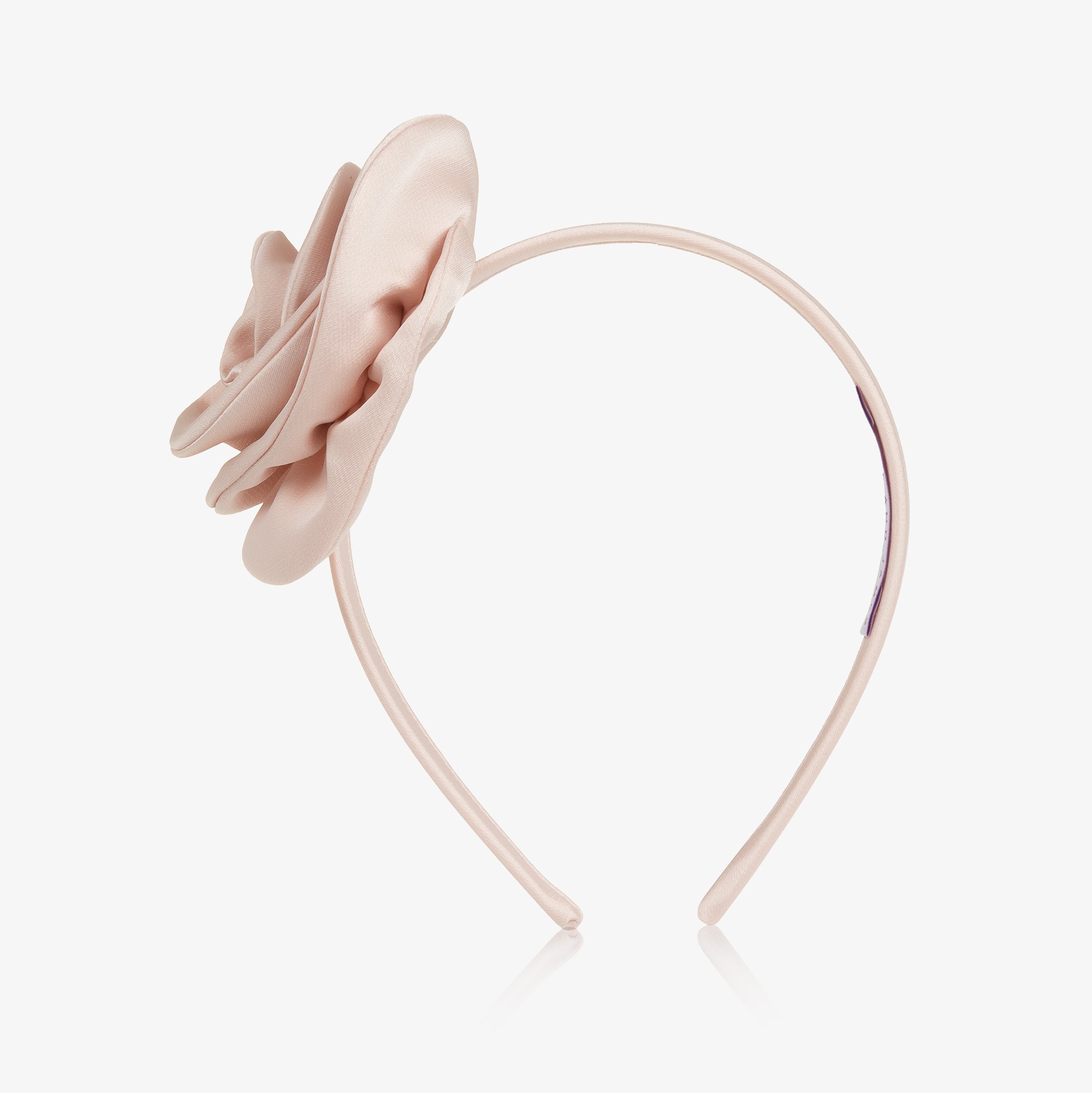 Girls Pale Pink Satin Rose Hairband - View 3